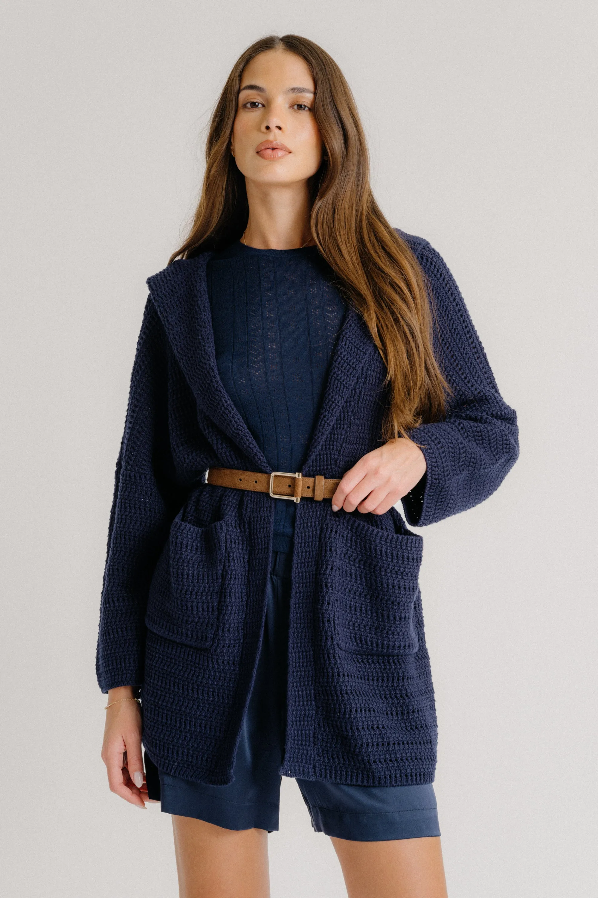 SHAINE HOODED PATCH POCKET CARDIGAN | MIDNIGHT NAVY sold by Sablyn product image thumbnail 4