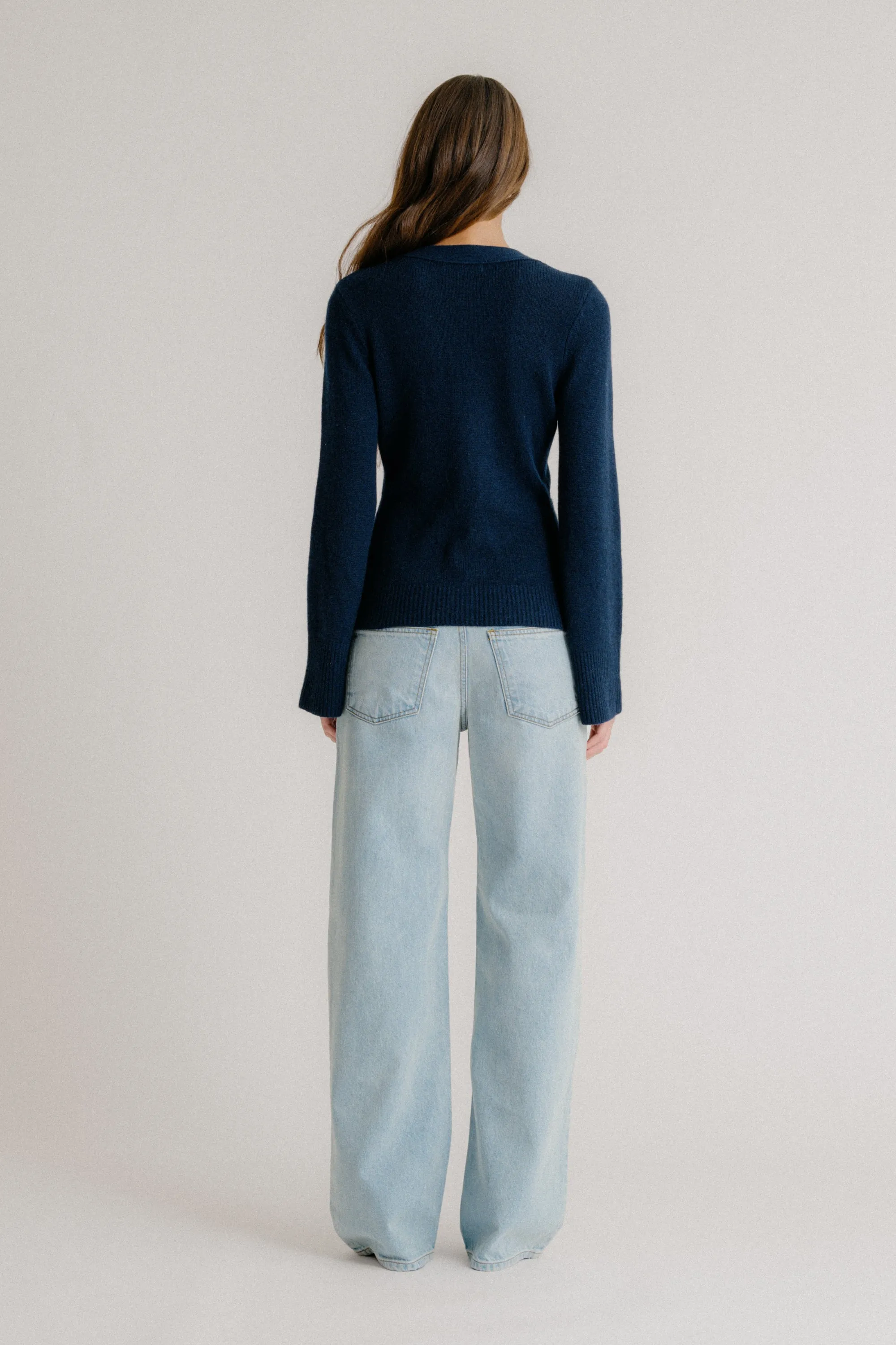 CAMILLA WAISTED V-NECK CASHMERE CARDIGAN | MIDNIGHT NAVY sold by Sablyn product image thumbnail 3