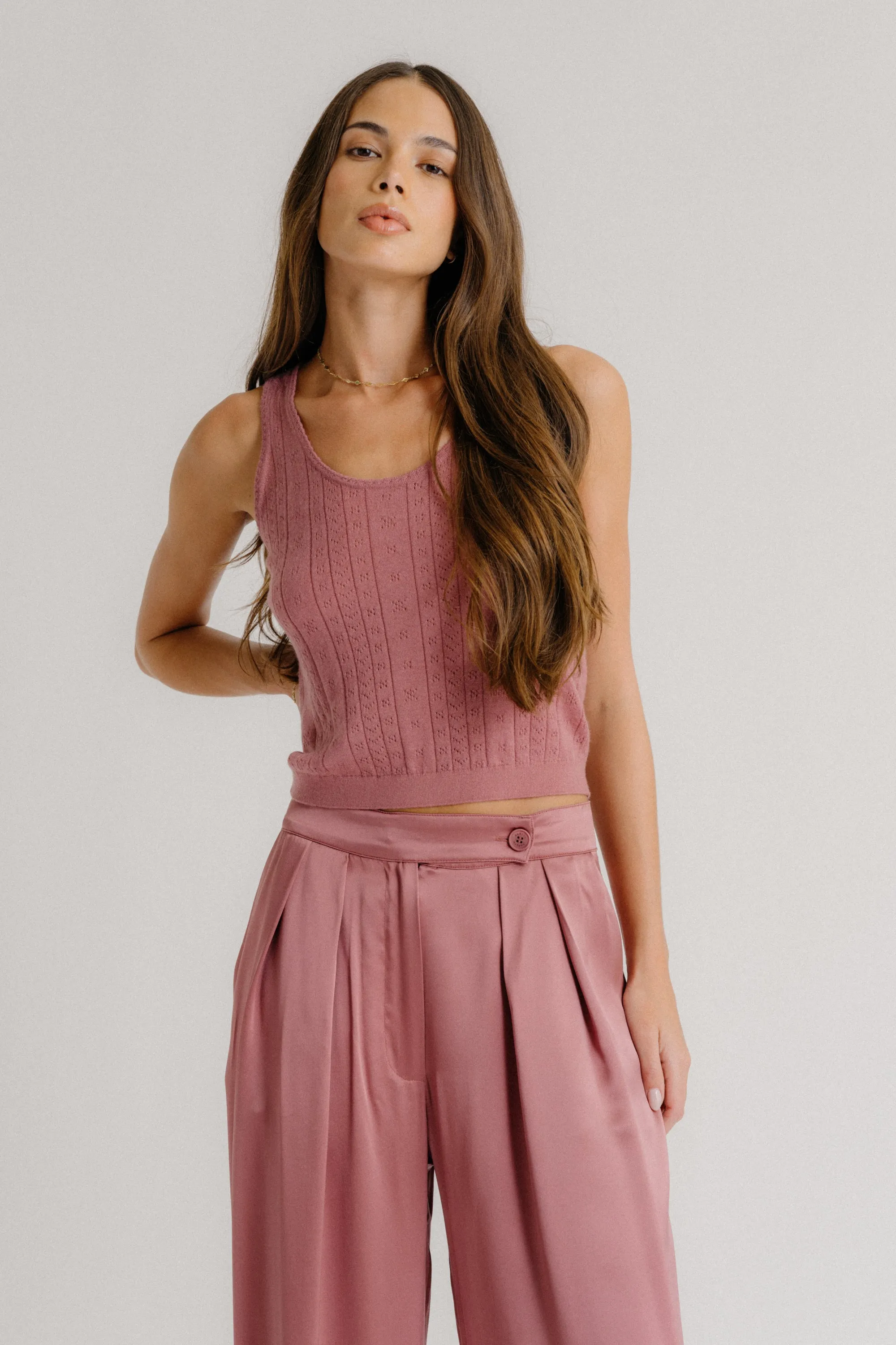 JUNA CASHMERE SCOOP NECK TANK | DESERT BLOOM sold by Sablyn