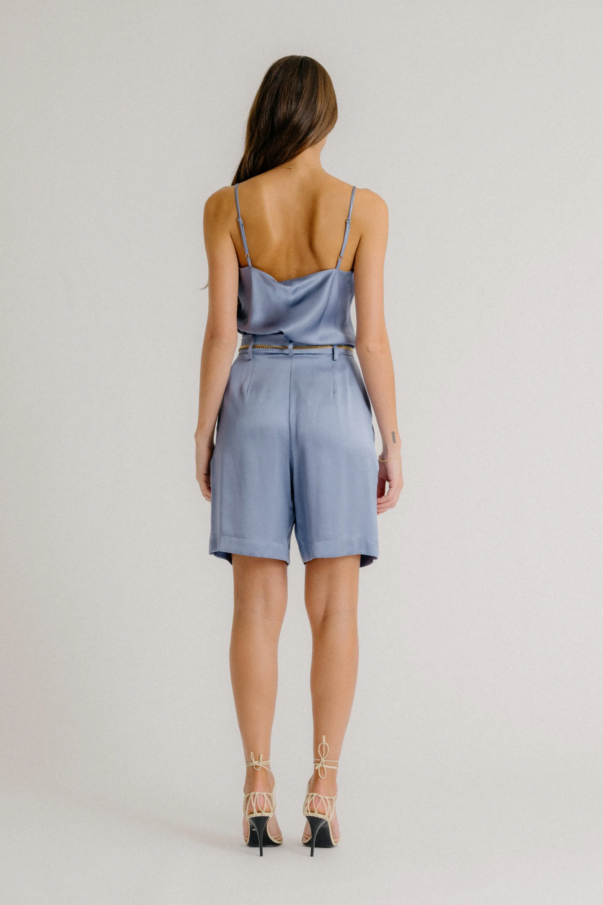 GLORIA V-NECK SILK CAMI | PERIWINKLE sold by Sablyn product image thumbnail 2