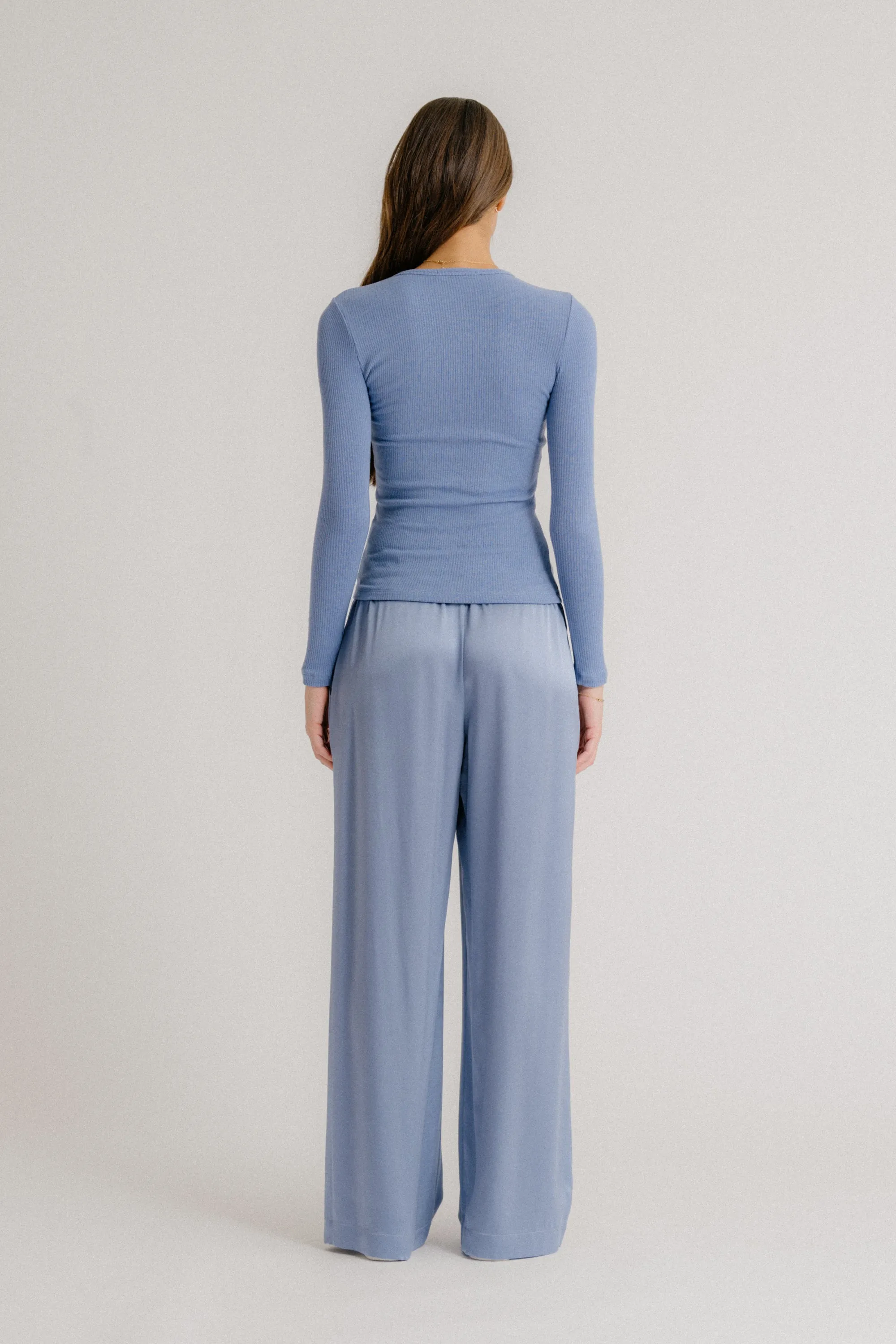 BRYNN WIDE LEG SILK PANT | PERIWINKLE sold by Sablyn product image thumbnail 2