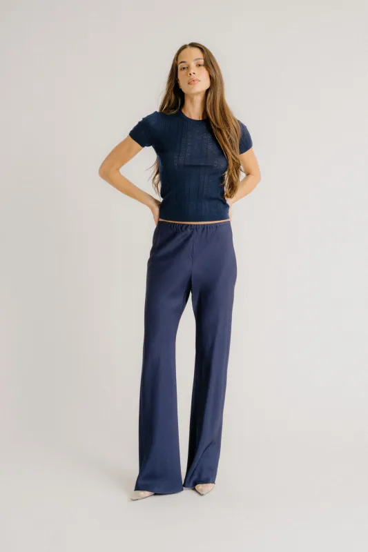 RIO FLARED BIAS CUT PANT | MIDNIGHT NAVY sold by Sablyn