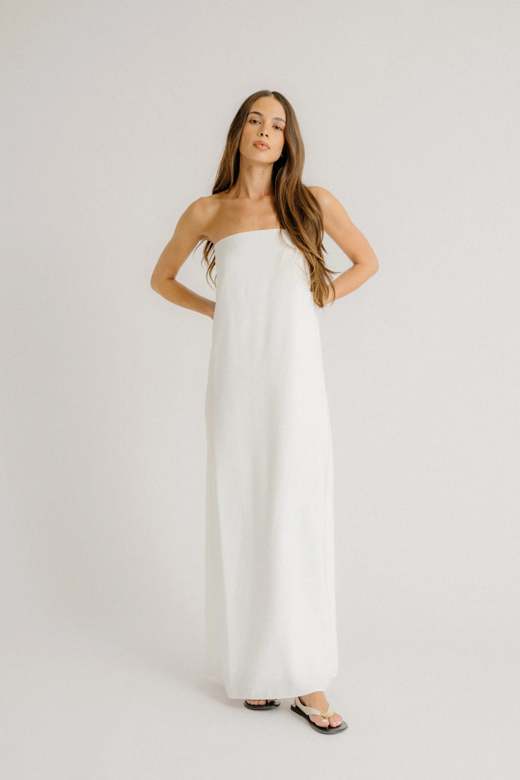 ARDEN STRAPLESS MAXI DRESS | WHITE sold by Sablyn