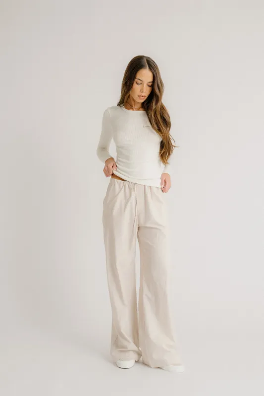 GEMMA PULL ON STRAIGHT LEG PANT | GARDENIA MULTI STRIPE made by Sablyn