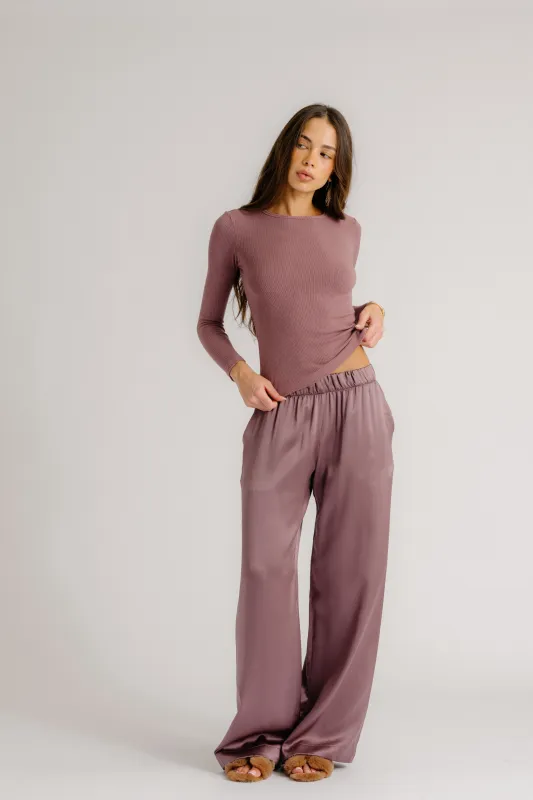 QUINCY LS FITTED CREWNECK TEE | DUSTY VIOLET sold by Sablyn