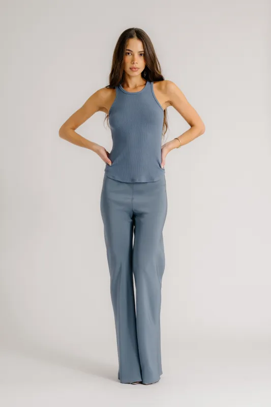 RIO FLARED BIAS CUT PANT | SMOKY BLUE sold by Sablyn