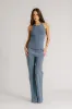 RIO FLARED BIAS CUT PANT | SMOKY BLUE sold by Sablyn
