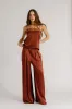 BROOKE HIGH RISE DOUBLE PLEAT SILK TROUSER | MAHOGANY sold by Sablyn