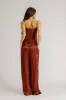 BROOKE HIGH RISE DOUBLE PLEAT SILK TROUSER | MAHOGANY sold by Sablyn