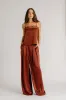 BROOKE HIGH RISE DOUBLE PLEAT SILK TROUSER | MAHOGANY sold by Sablyn