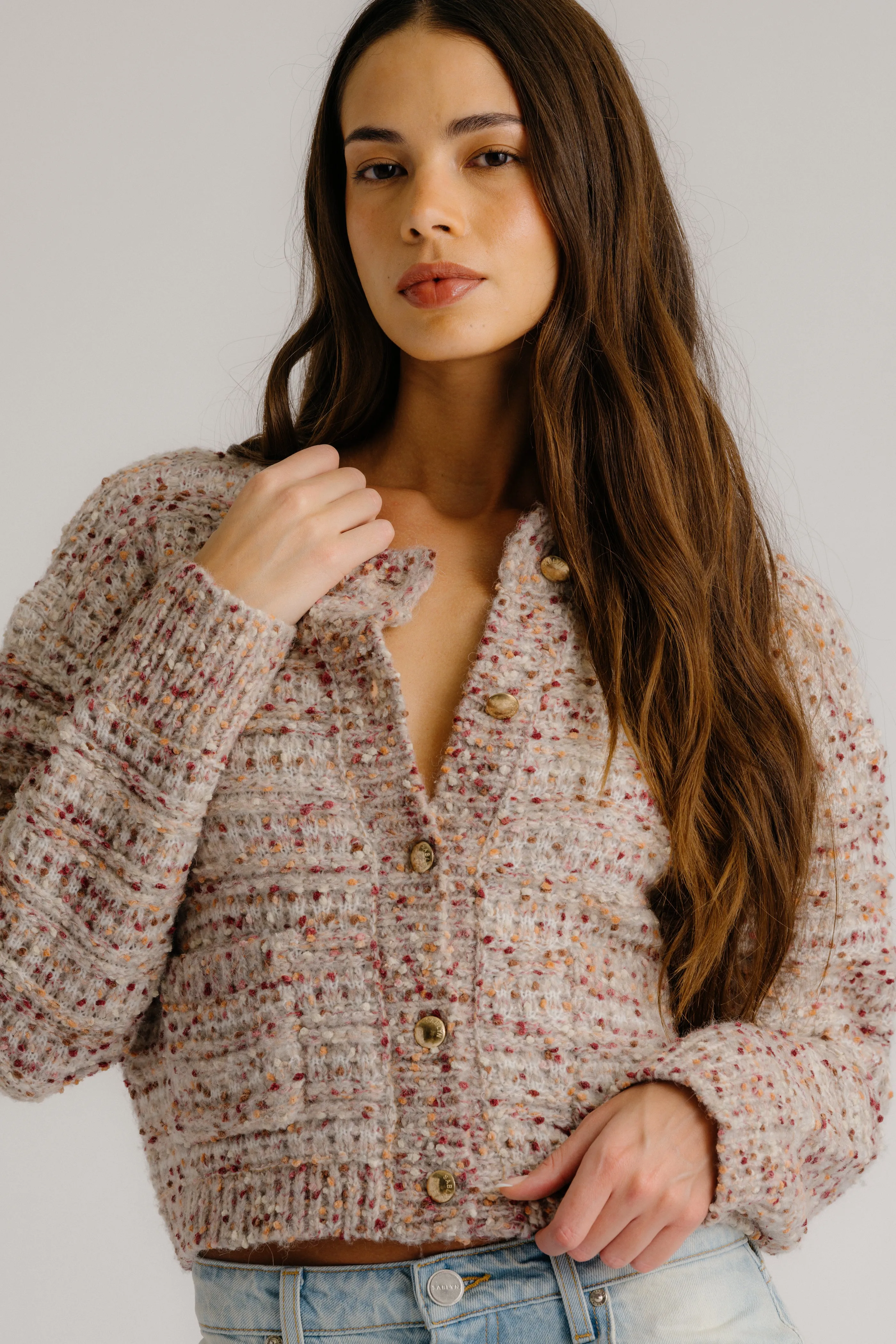 HELENA CROPPED DOUBLE POCKET CARDIGAN | MULTI sold by Sablyn product image thumbnail 3