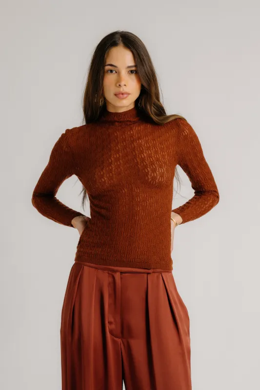RHEA LONGSLEEVE MOCK NECK  | MAHOGANY sold by Sablyn