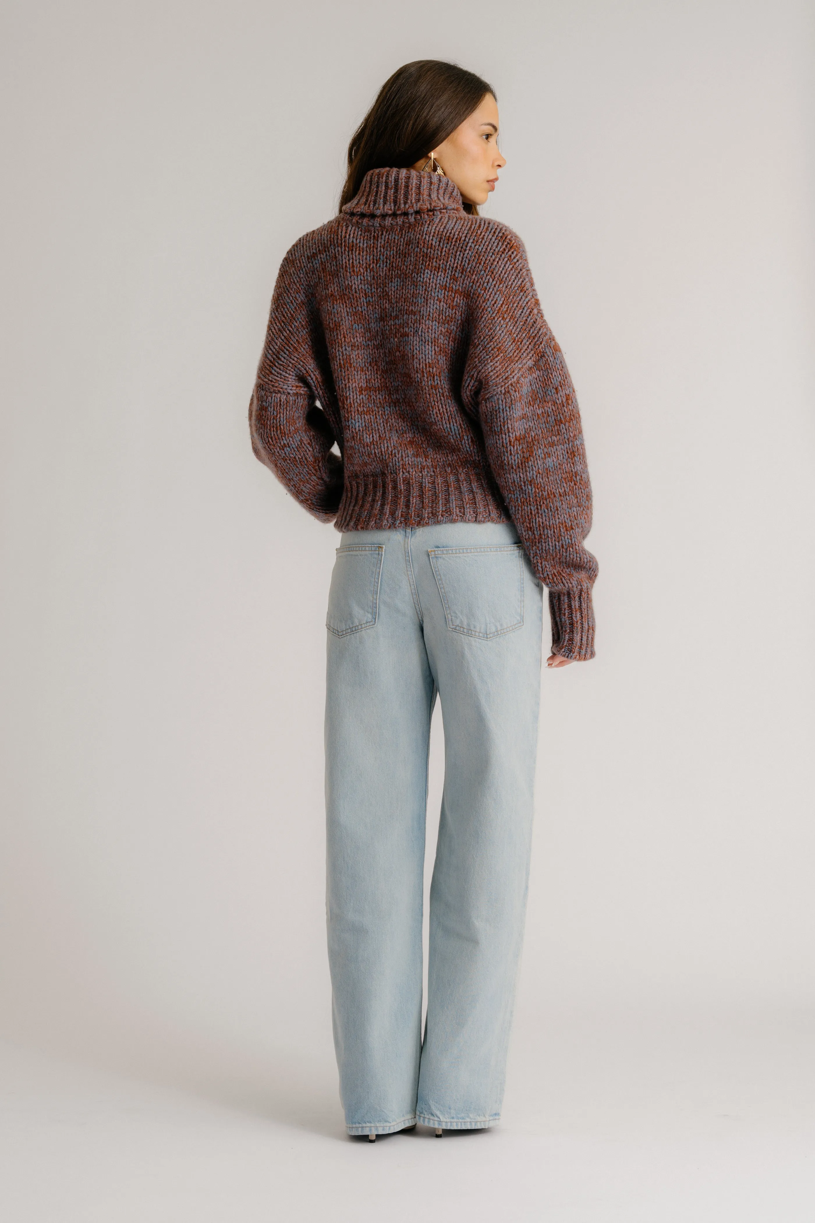DARCEY CROPPED SLOUCHY CASHMERE TURTLENECK | MAHOGANY MULTI sold by Sablyn product image thumbnail 3