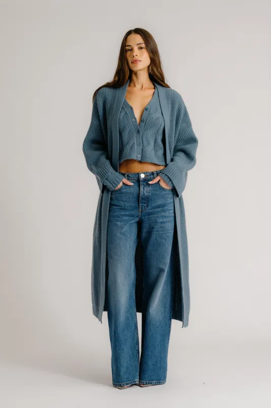 CEDAR SLOUCHY CASHMERE DUSTER | SMOKY BLUE sold by Sablyn