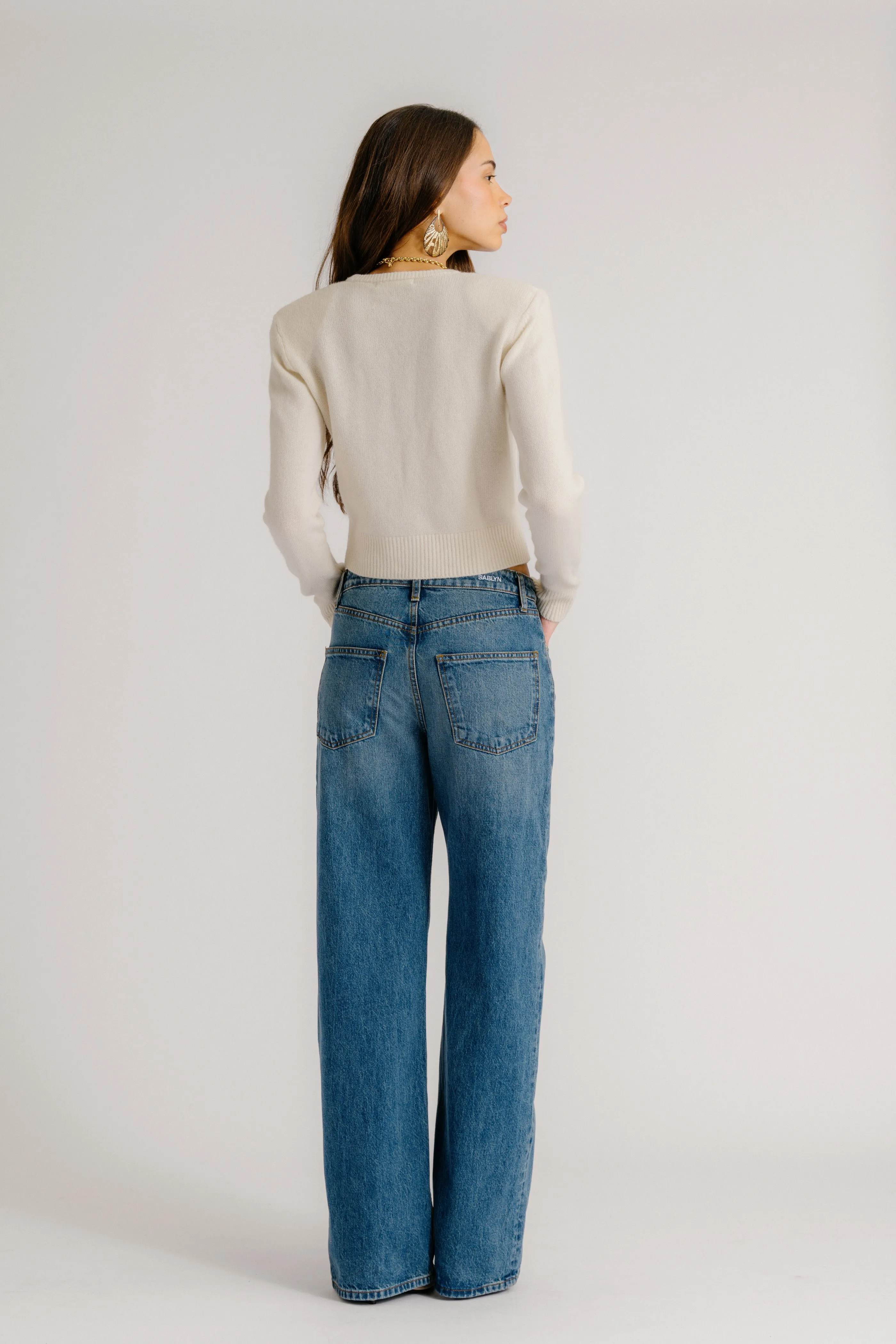 EMILIA SHOULDER PAD CASHMERE CARDIGAN | GARDENIA sold by Sablyn product image thumbnail 3