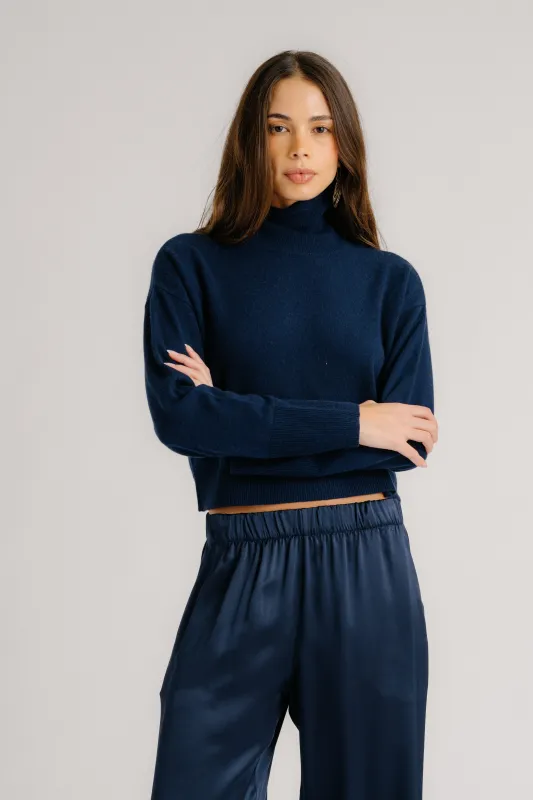 SABLE CASHMERE TURTLENECK SWEATER | MIDNIGHT NAVY made by Sablyn