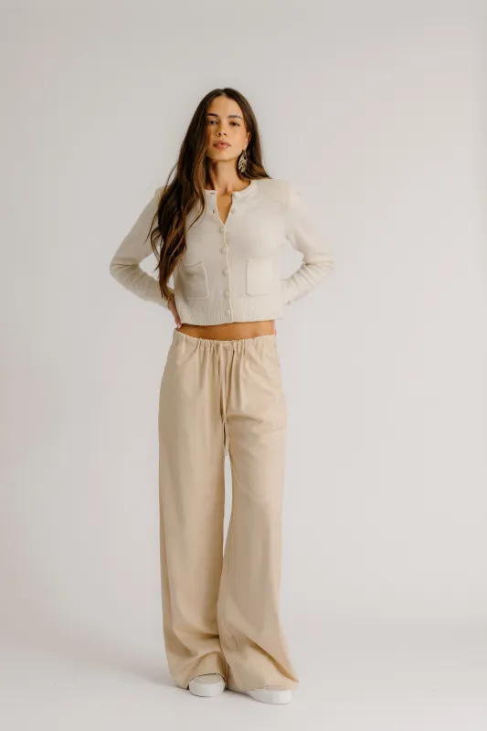 GEMMA PULL ON STRAIGHT LEG PANT | OATMEAL sold by Sablyn