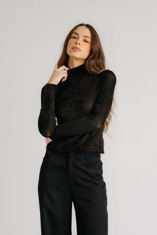 HAILEY FITTED MOCK NECK | BLACK sold by Sablyn