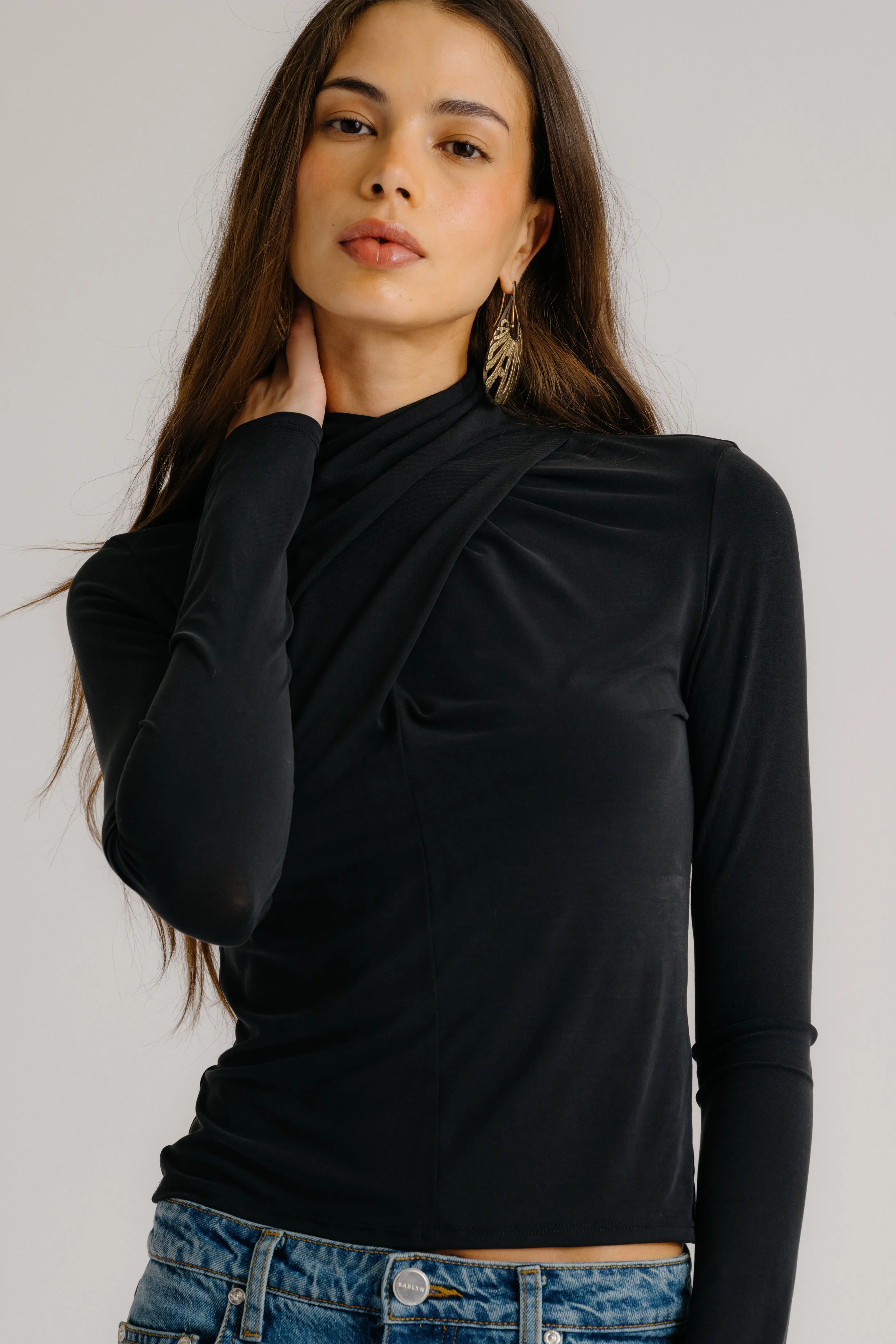 CASS DRAPED TURTLENECK | BLACK sold by Sablyn product image thumbnail 4