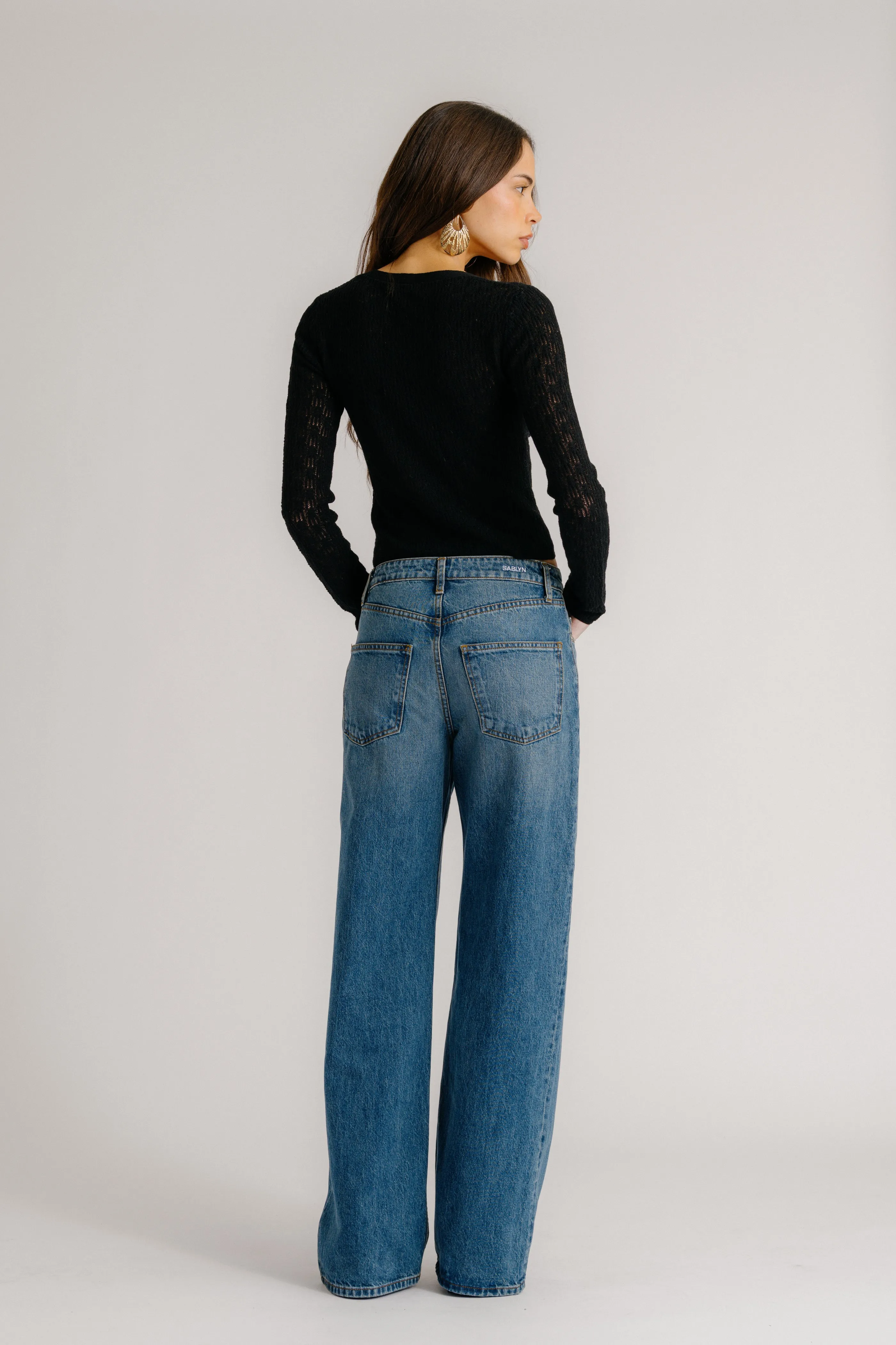 VINNI POINTELLE KNIT CARDIGAN | BLACK sold by Sablyn product image thumbnail 3