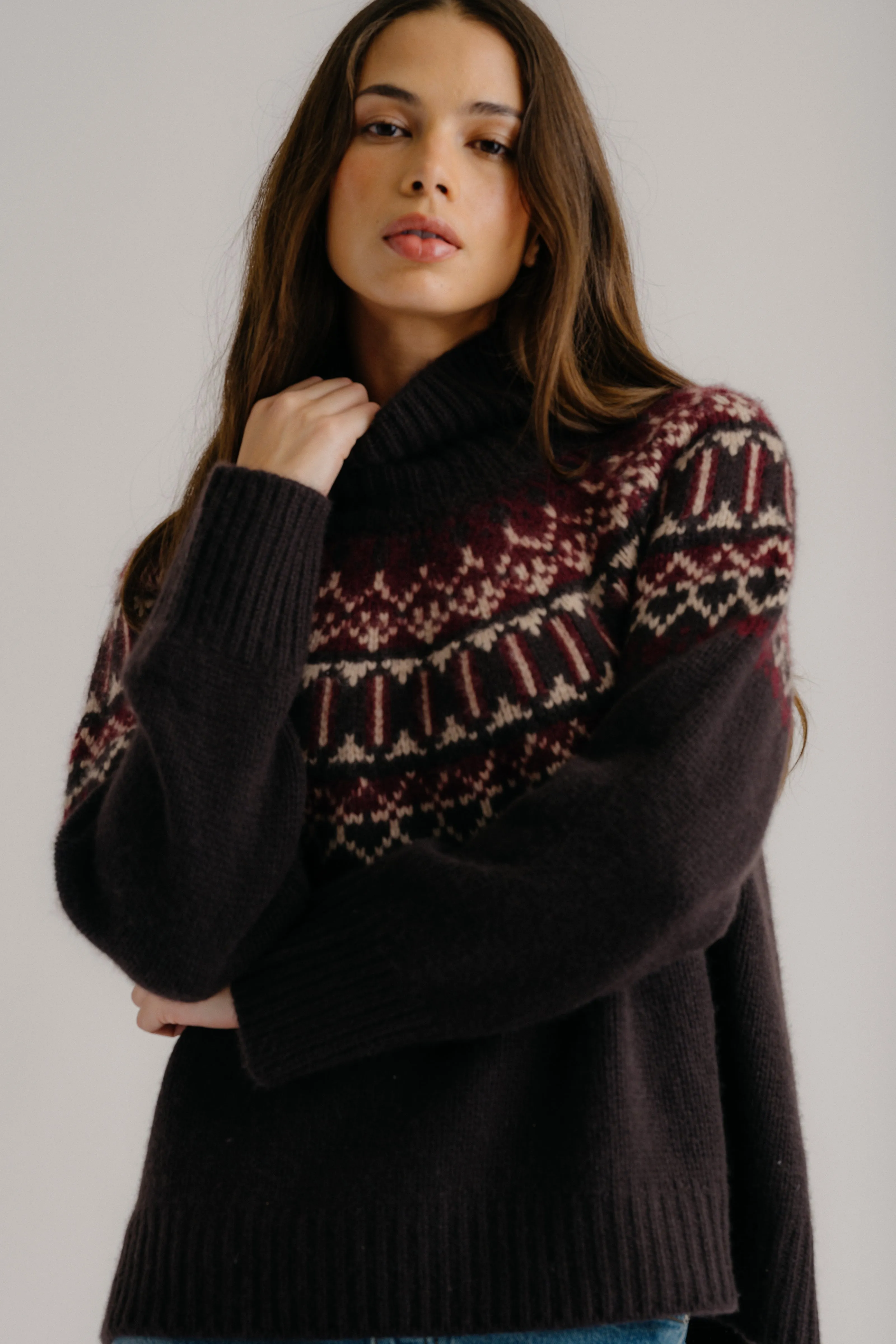 PRE-SALE SCOTTIE SLOUCHY FAIR ISLE CASHMERE MOCK NECK | OAK TREE MULTI sold by Sablyn product image thumbnail 5