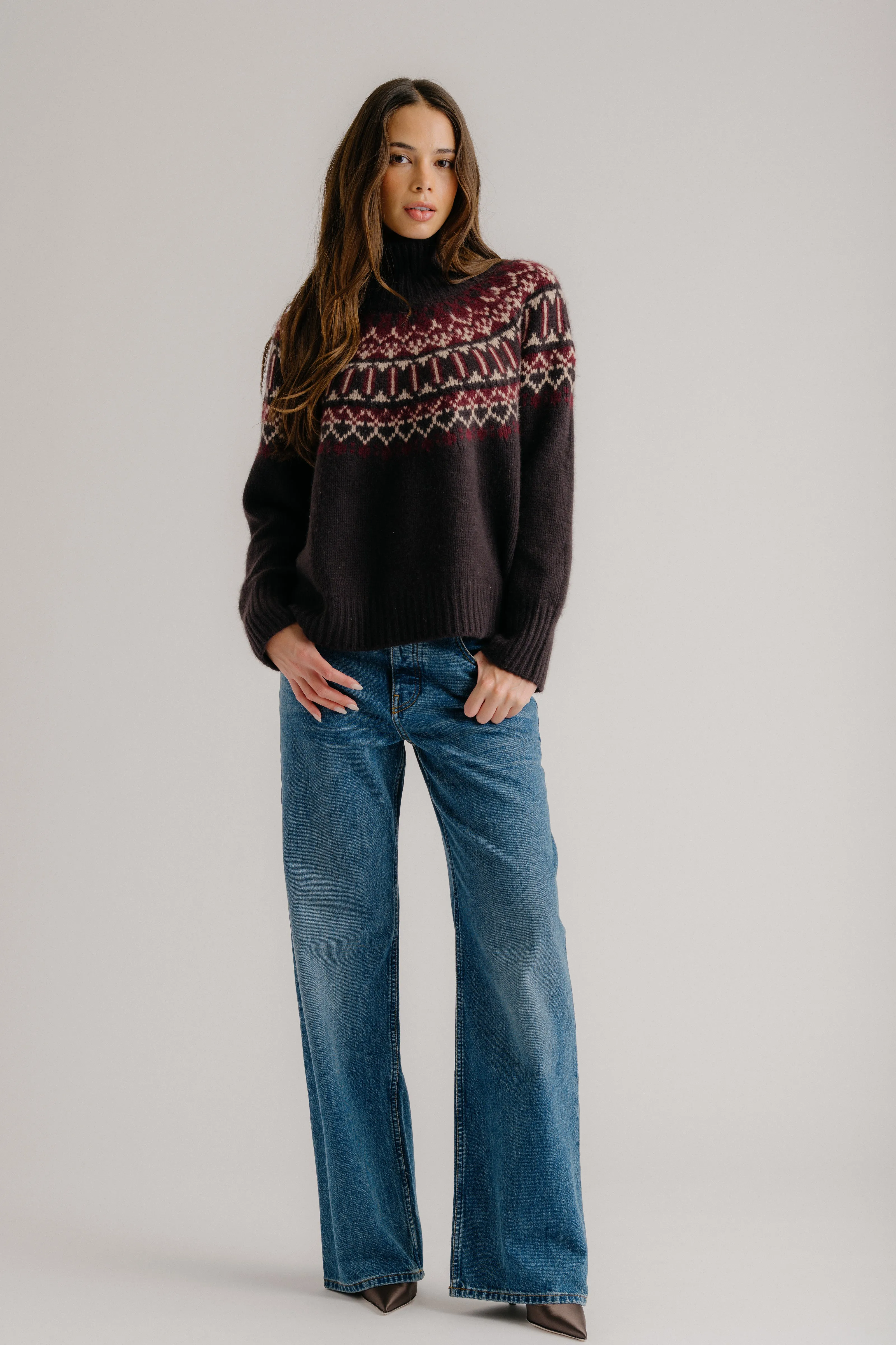 PRE-SALE SCOTTIE SLOUCHY FAIR ISLE CASHMERE MOCK NECK | OAK TREE MULTI sold by Sablyn product image thumbnail 3