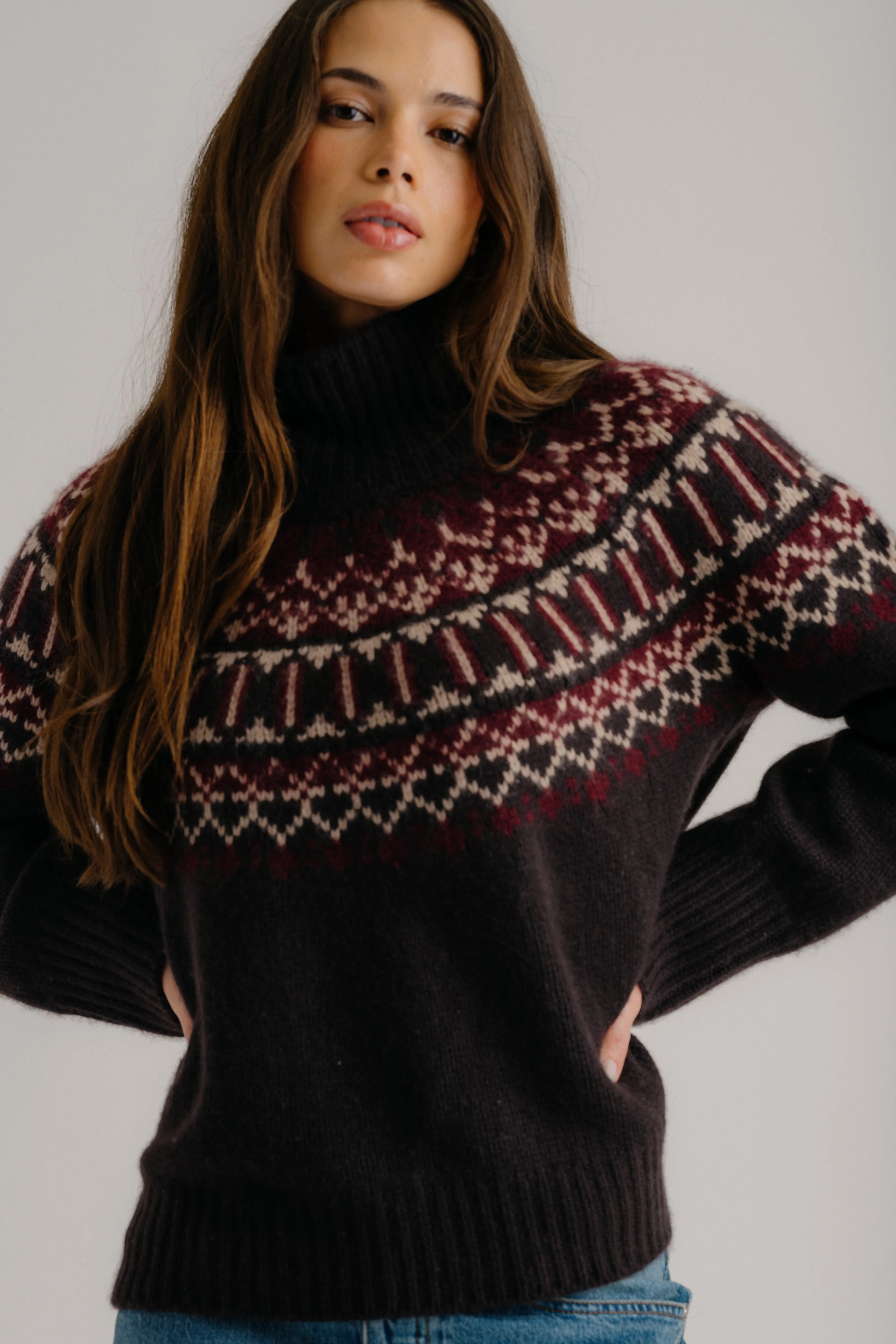 PRE-SALE SCOTTIE SLOUCHY FAIR ISLE CASHMERE MOCK NECK | OAK TREE MULTI sold by Sablyn product image thumbnail 2