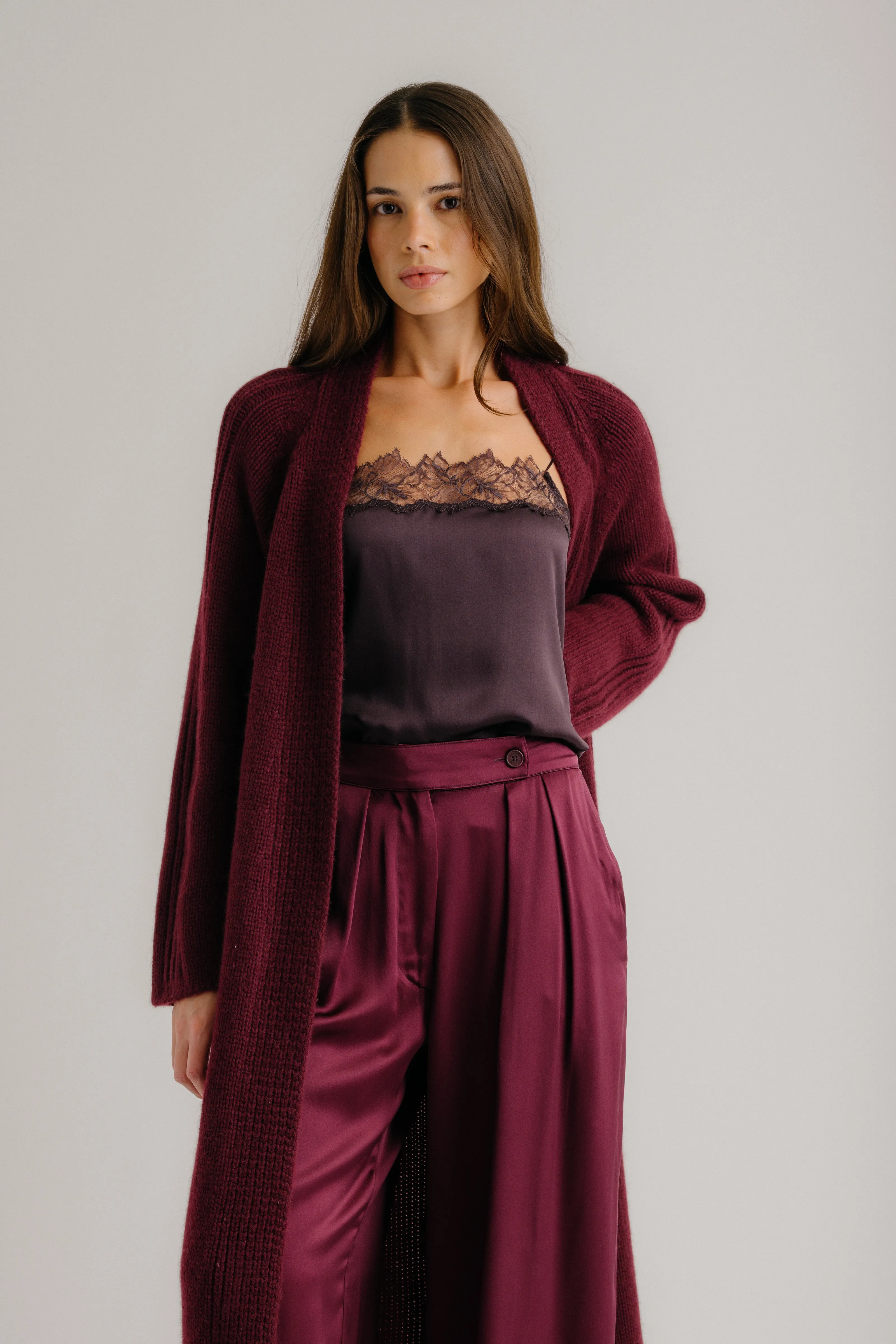 MERCEDES RELAXED CASHMERE DUSTER | BORDEAUX sold by Sablyn product image thumbnail 3