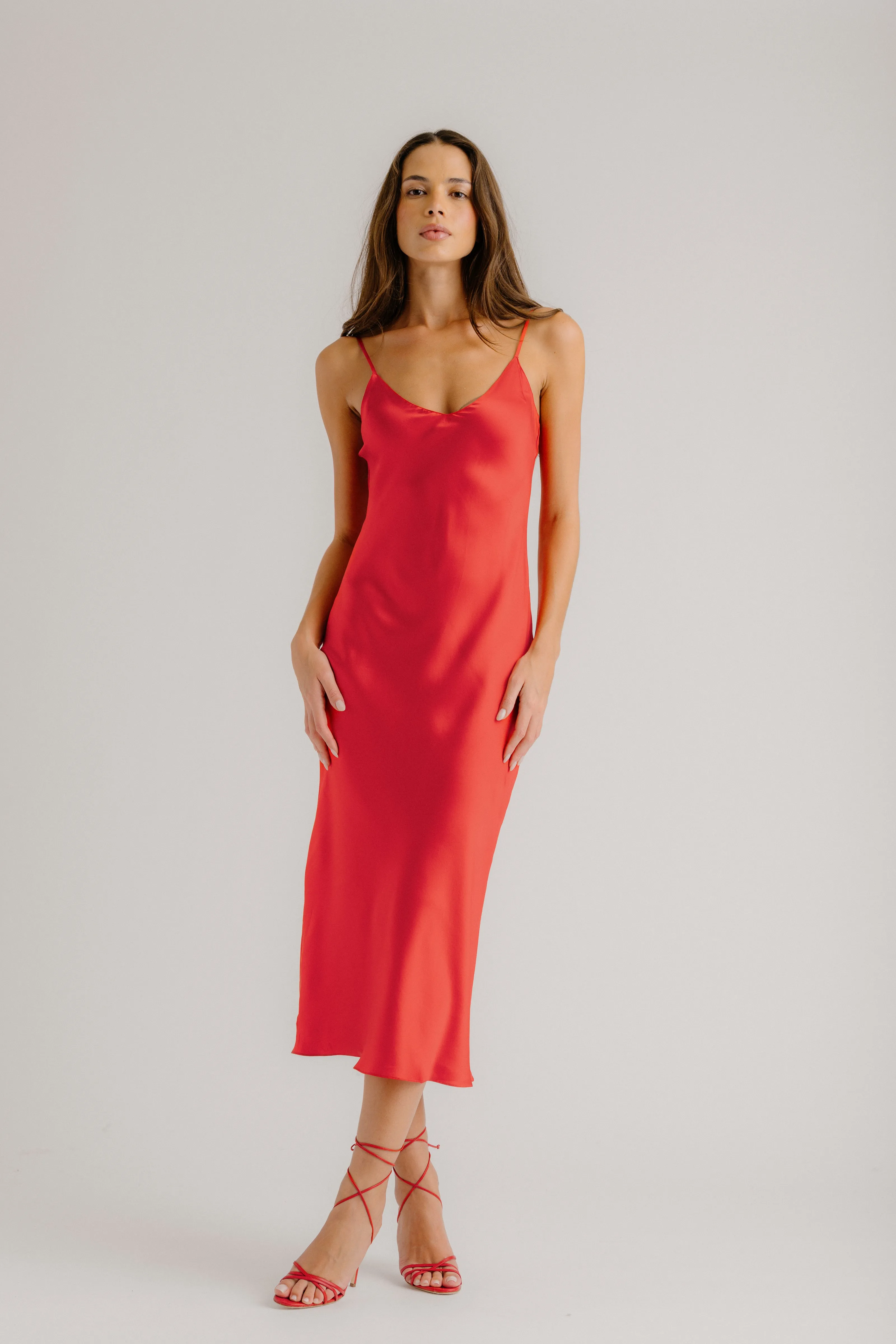 TAYLOR SILK SLIP DRESS | SCARLET sold by Sablyn