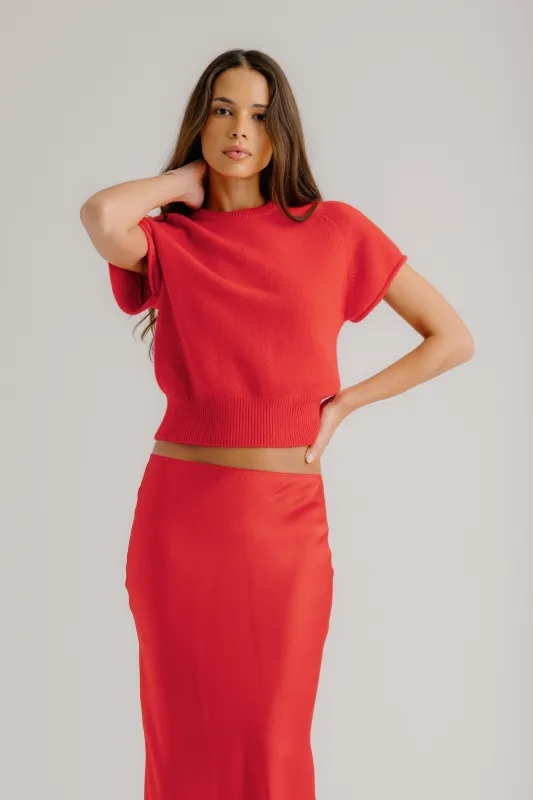 JONES CASHMERE SADDLE RAGLAN | SCARLET sold by Sablyn