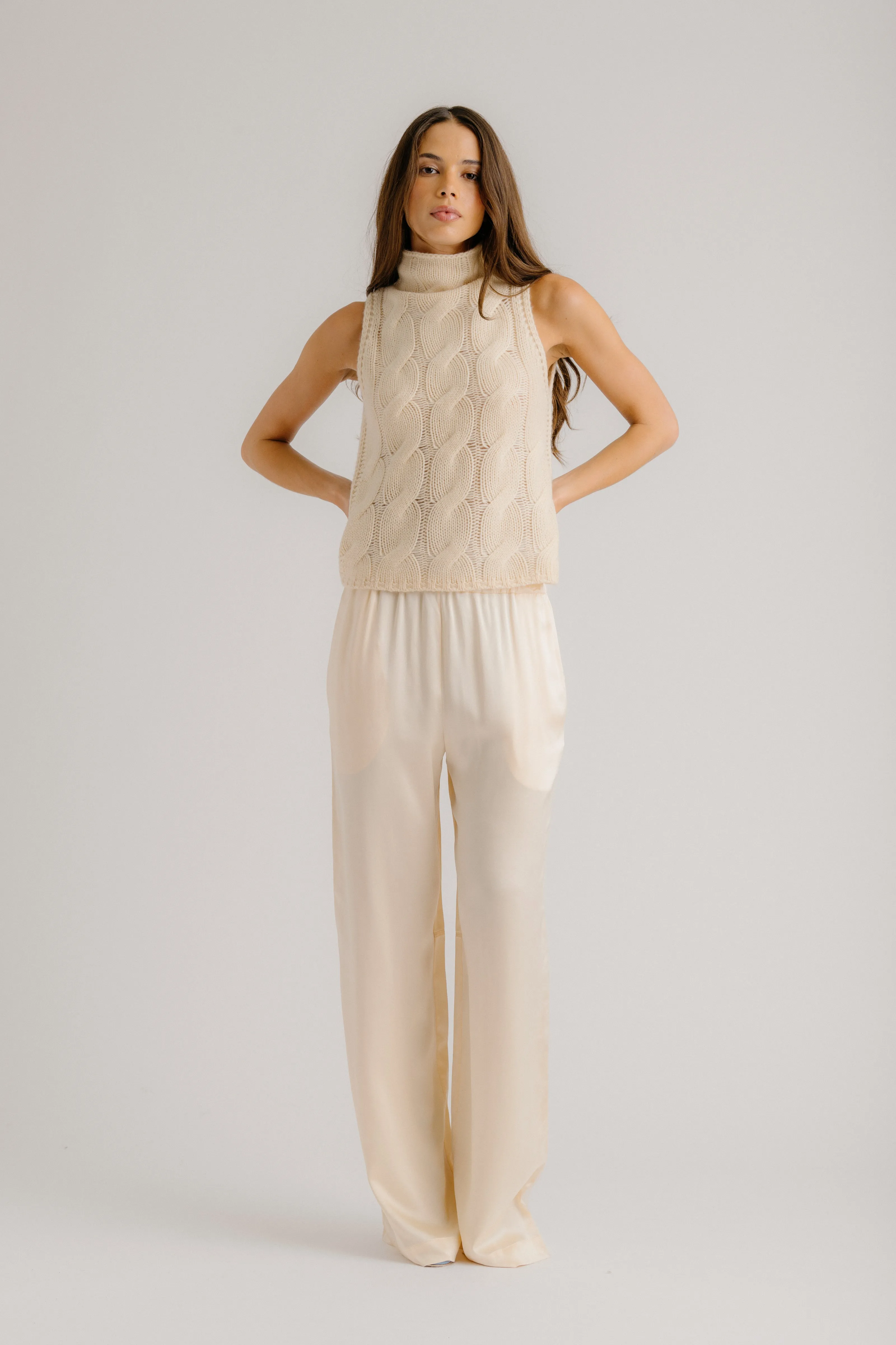 LEXI LOWER RISE RELAXED PULL ON PANT | BUTTERCREAM sold by Sablyn