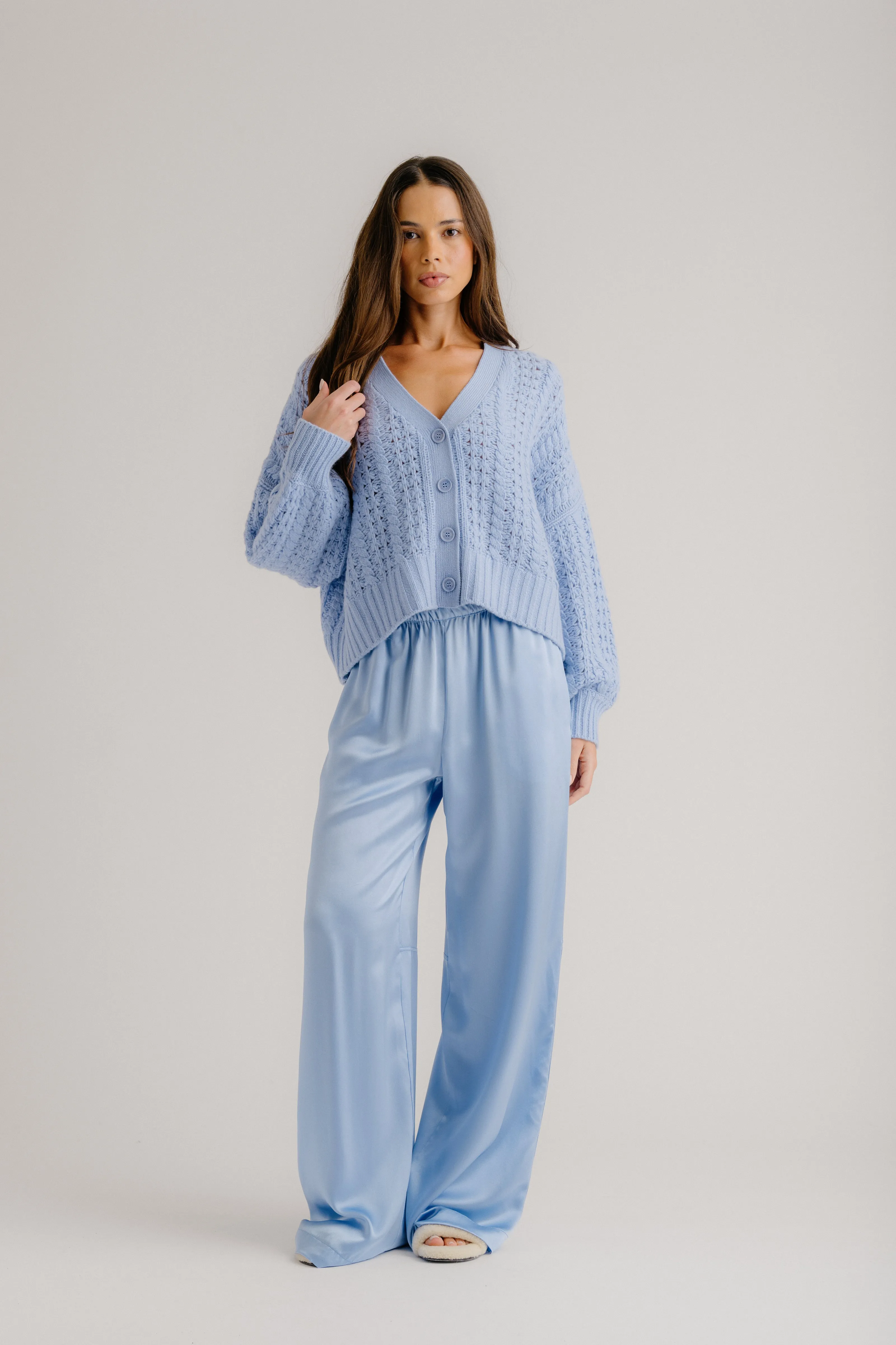 HAZEL SLOUCHY CABLE CASHMERE CARDIGAN | AZUREOUS sold by Sablyn product image thumbnail 2