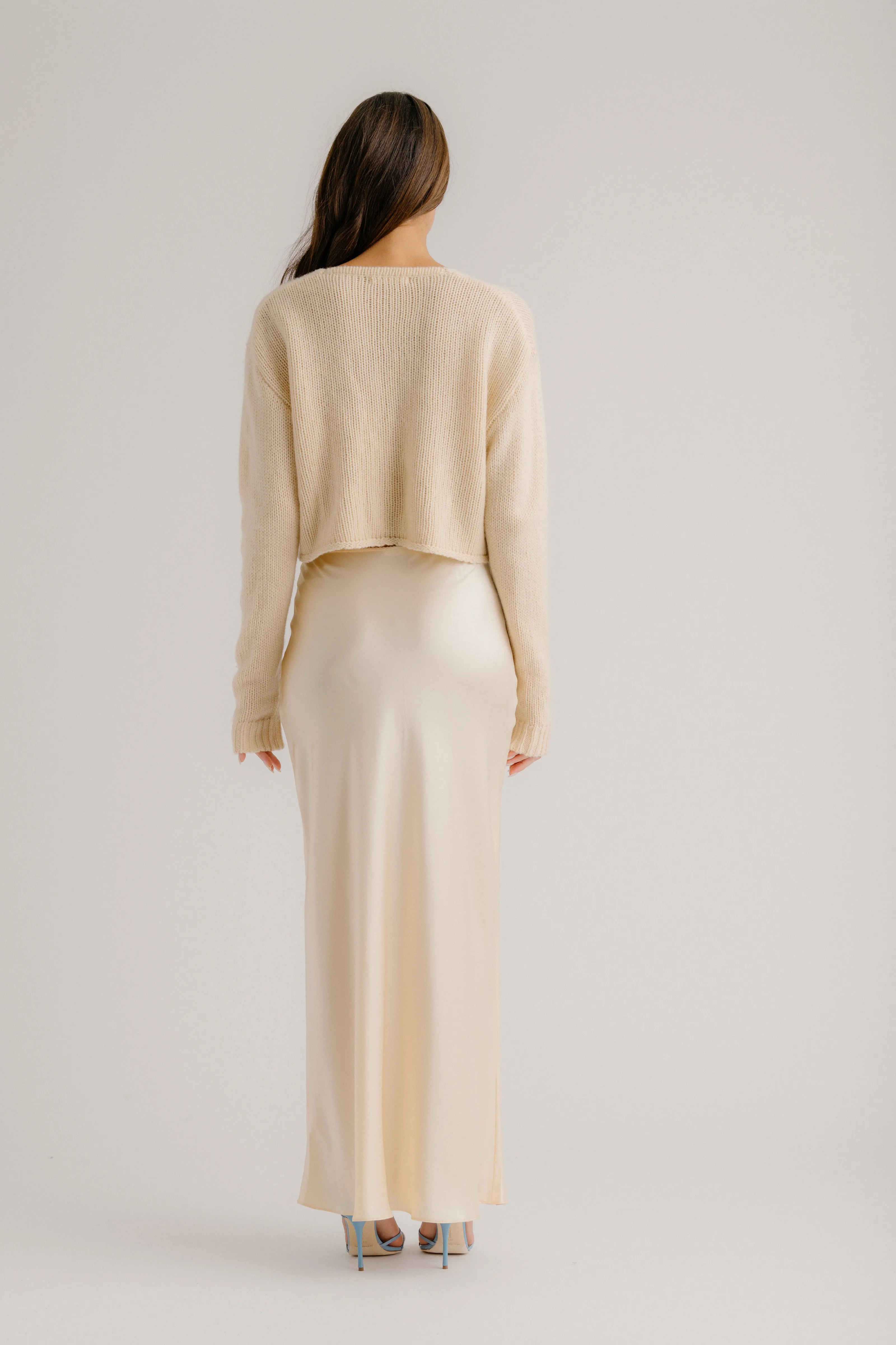 GRACE SCALLOP TRIM SILK MAXI SKIRT | BUTTERCREAM sold by Sablyn product image thumbnail 2