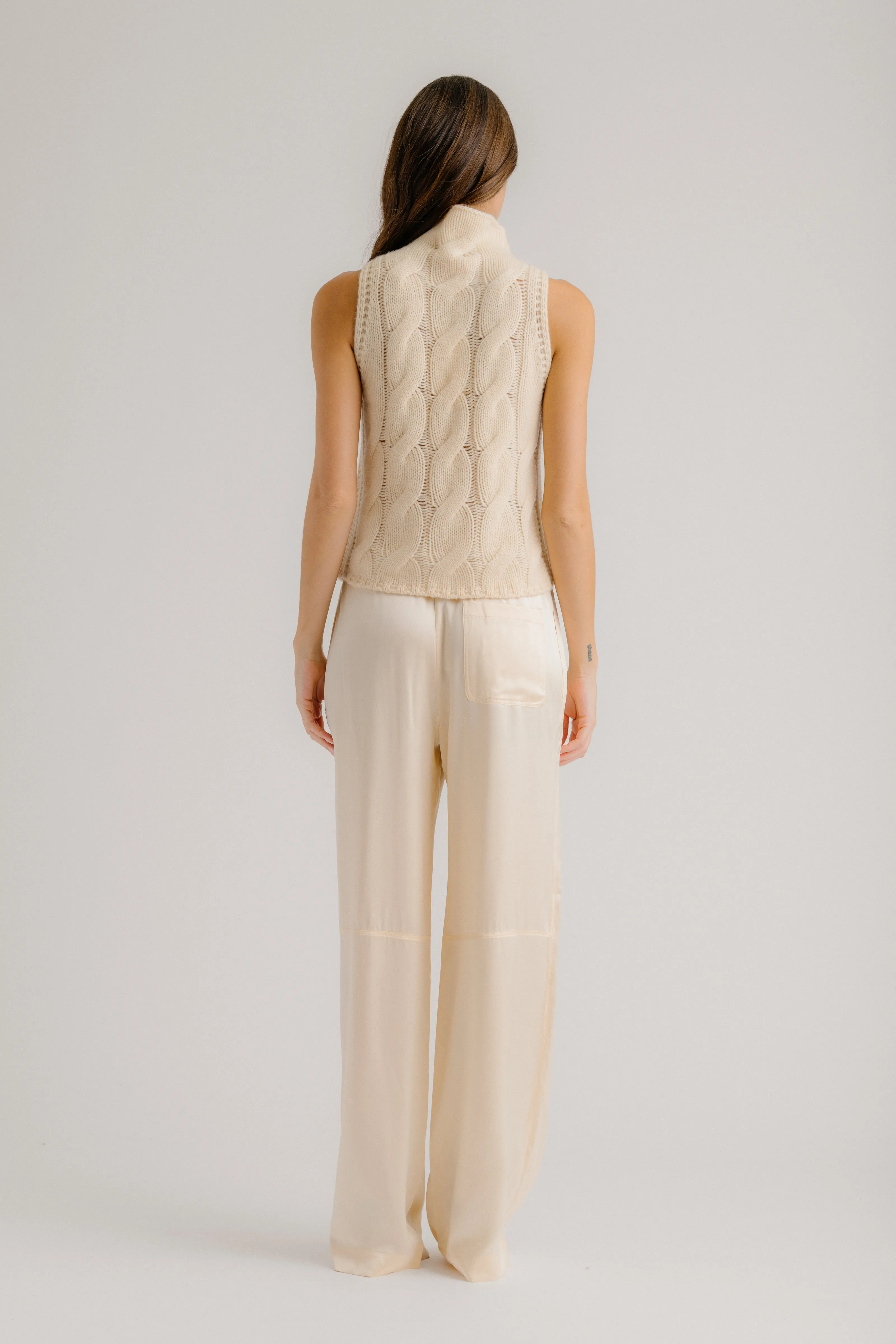 SALVIA SLEEVELESS CABLE TURTLENECK | BUTTERCREAM sold by Sablyn product image thumbnail 4