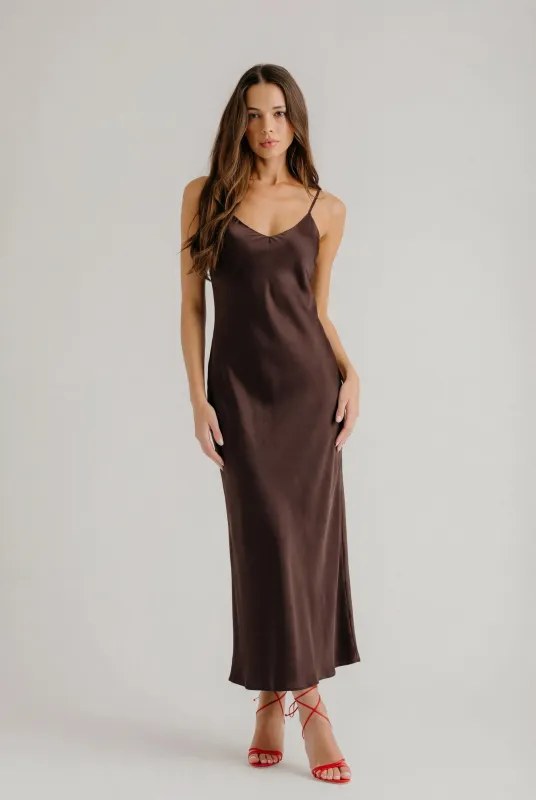 TAYLOR V-NECK BIAS CUT SILK DRESS | OAK TREE sold by Sablyn