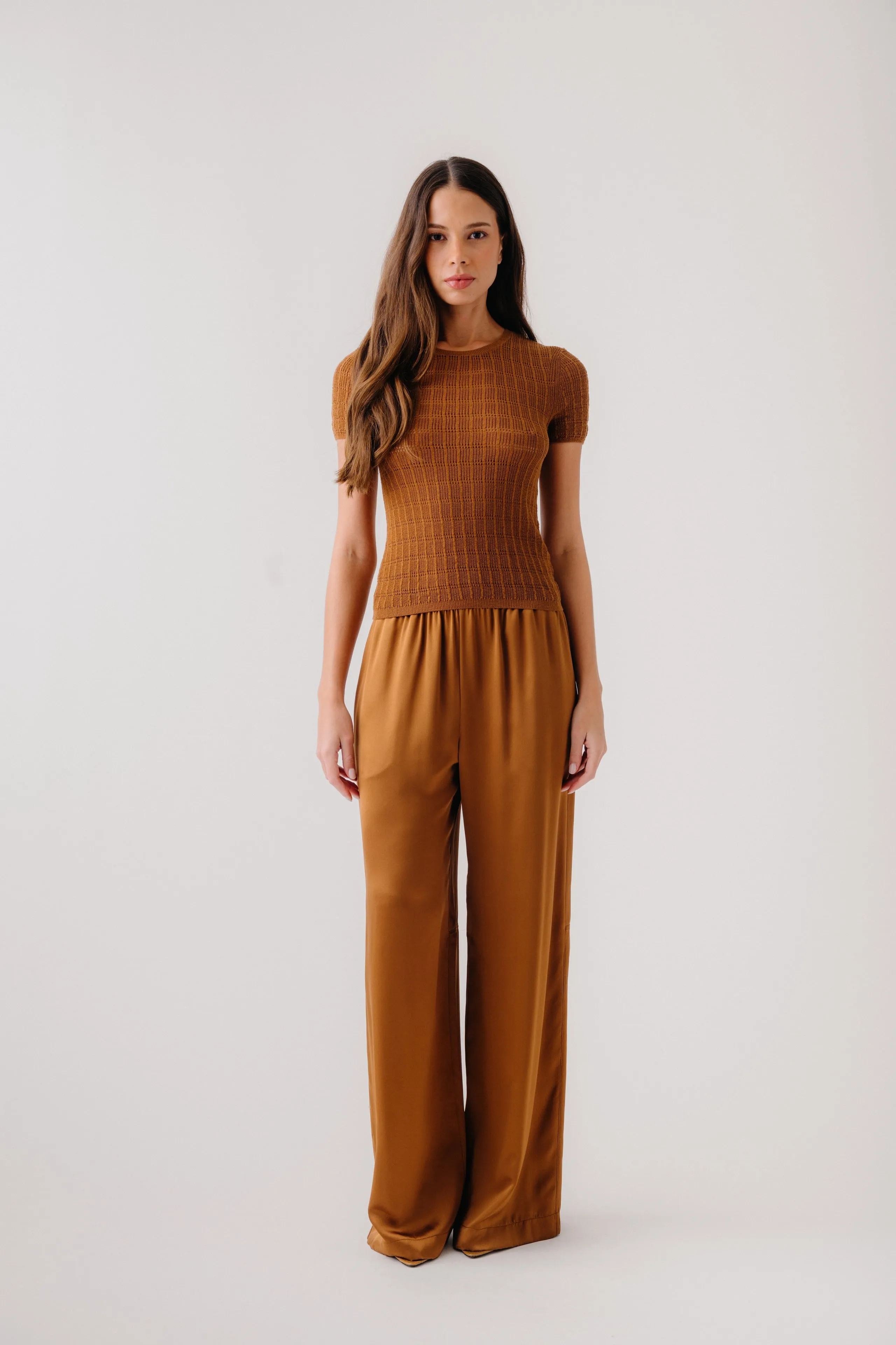 ISOLDE SLIM CREWNECK TEE | TOBACCO sold by Sablyn product image thumbnail 2