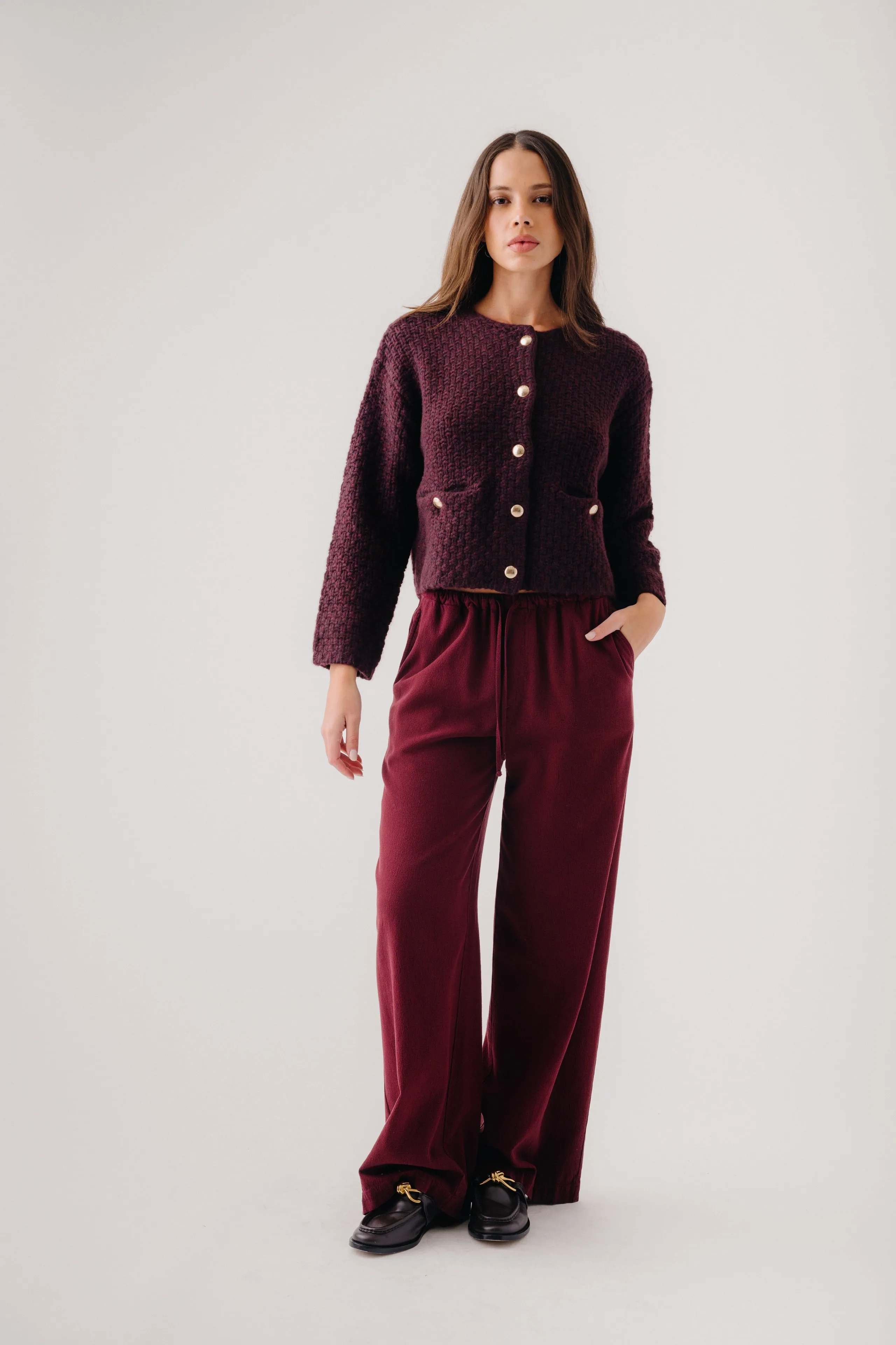 GEMMA PULL ON STRAIGHT LEG PANT | BORDEAUX sold by Sablyn