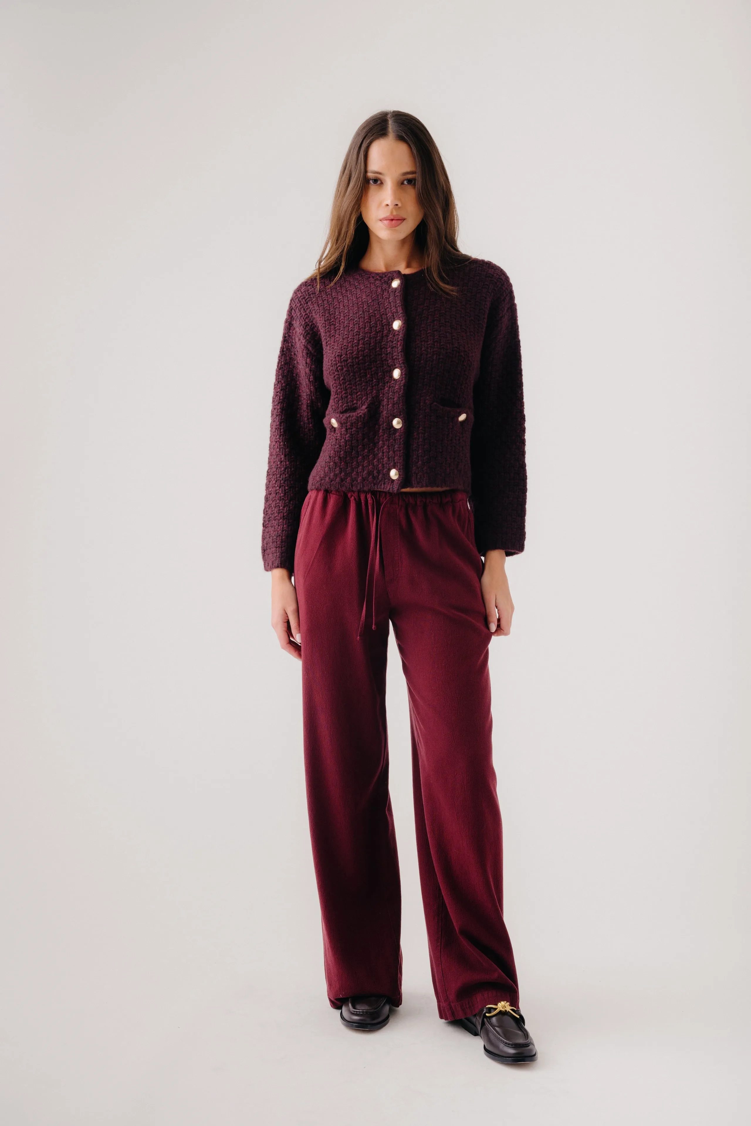 GEMMA PULL ON STRAIGHT LEG PANT | BORDEAUX sold by Sablyn product image thumbnail 3