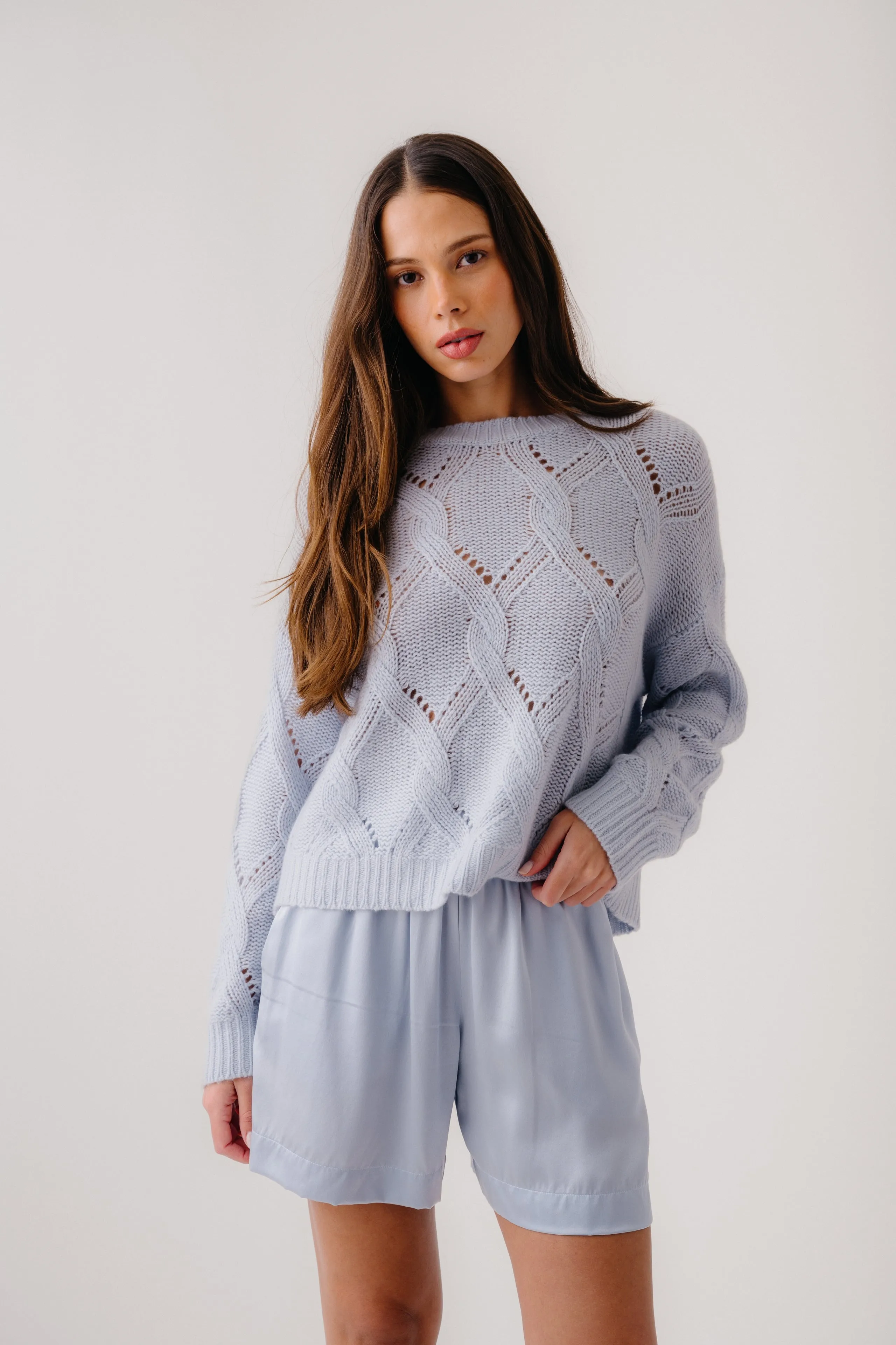 BRYNN HIGH RISE PULL ON SILK SHORT | WHISPER sold by Sablyn product image thumbnail 3