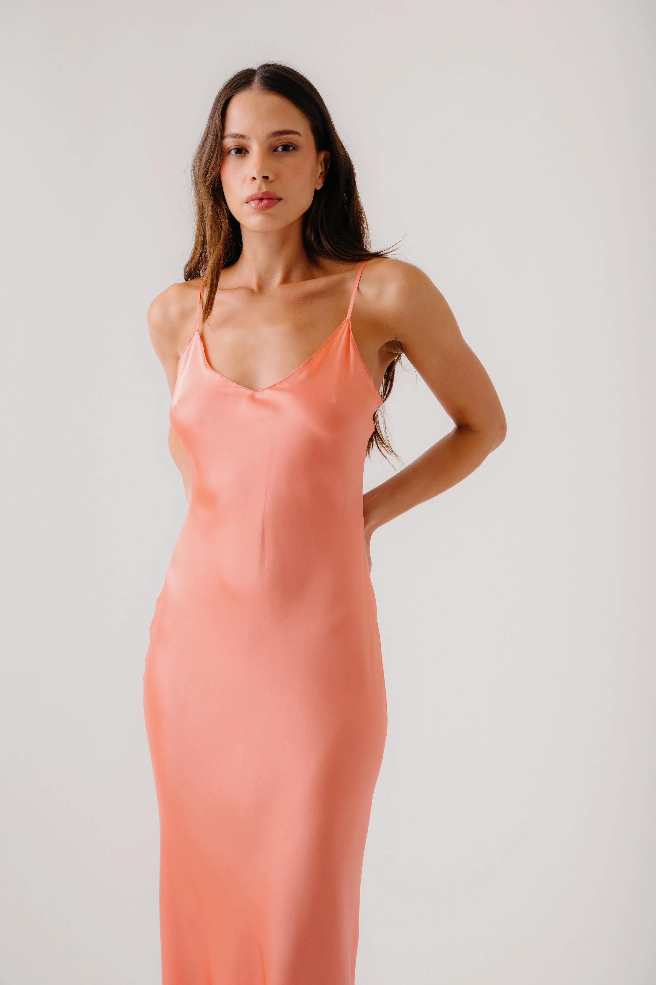 TAYLOR V-NECK BIAS SILK DRESS | MELON sold by Sablyn product image thumbnail 3