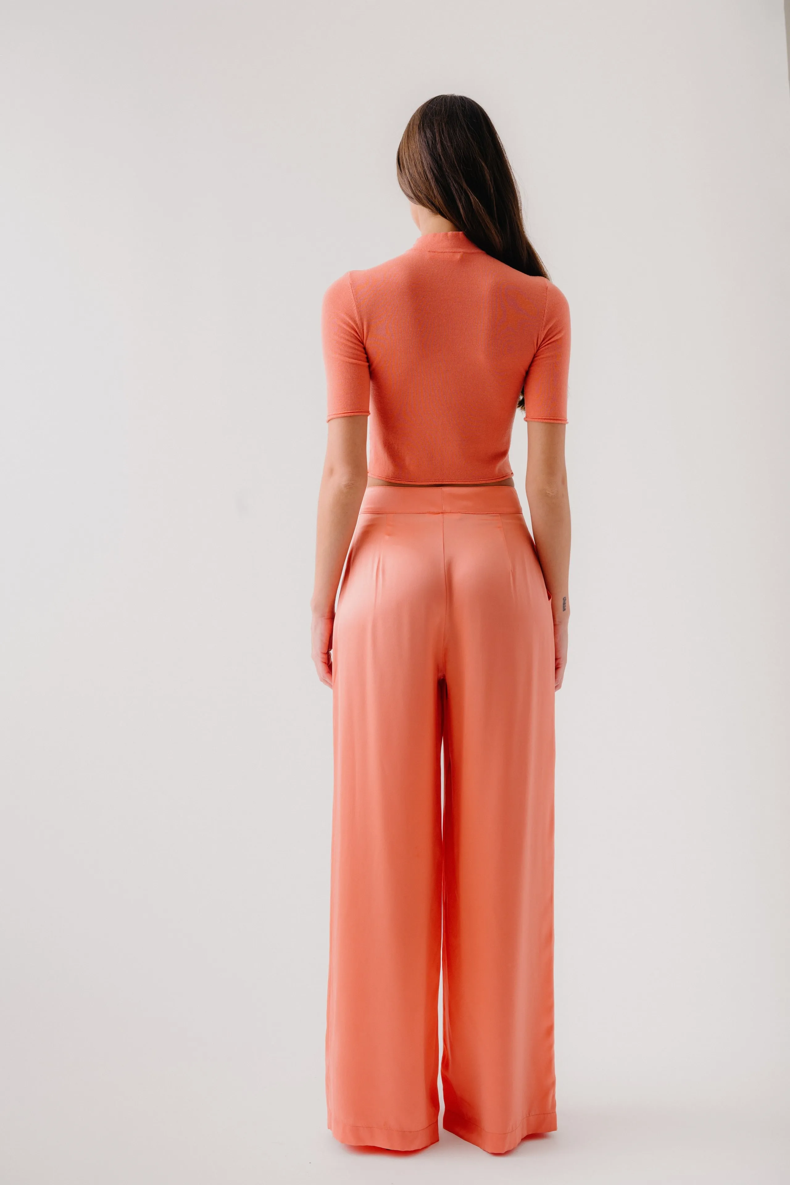 EMBER CASHMERE CROPPED SHORT SLEEVE MOCK NECK | MELON sold by Sablyn product image thumbnail 3