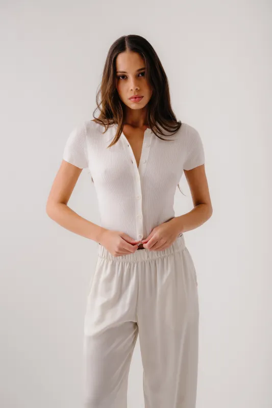 ADELAIDE SLIM CARDIGAN W/ LACE | GARDENIA made by Sablyn
