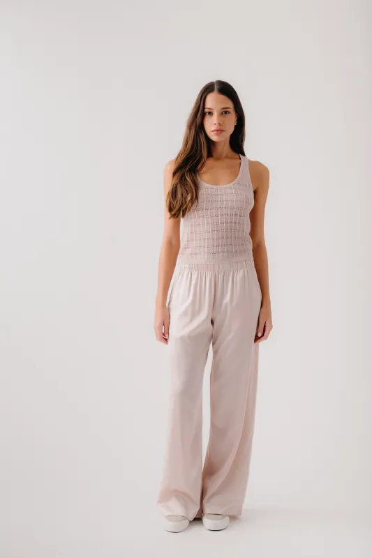BRYNN HIGH RISE PULL ON WIDE LEG SILK PANT | LUNAR made by Sablyn