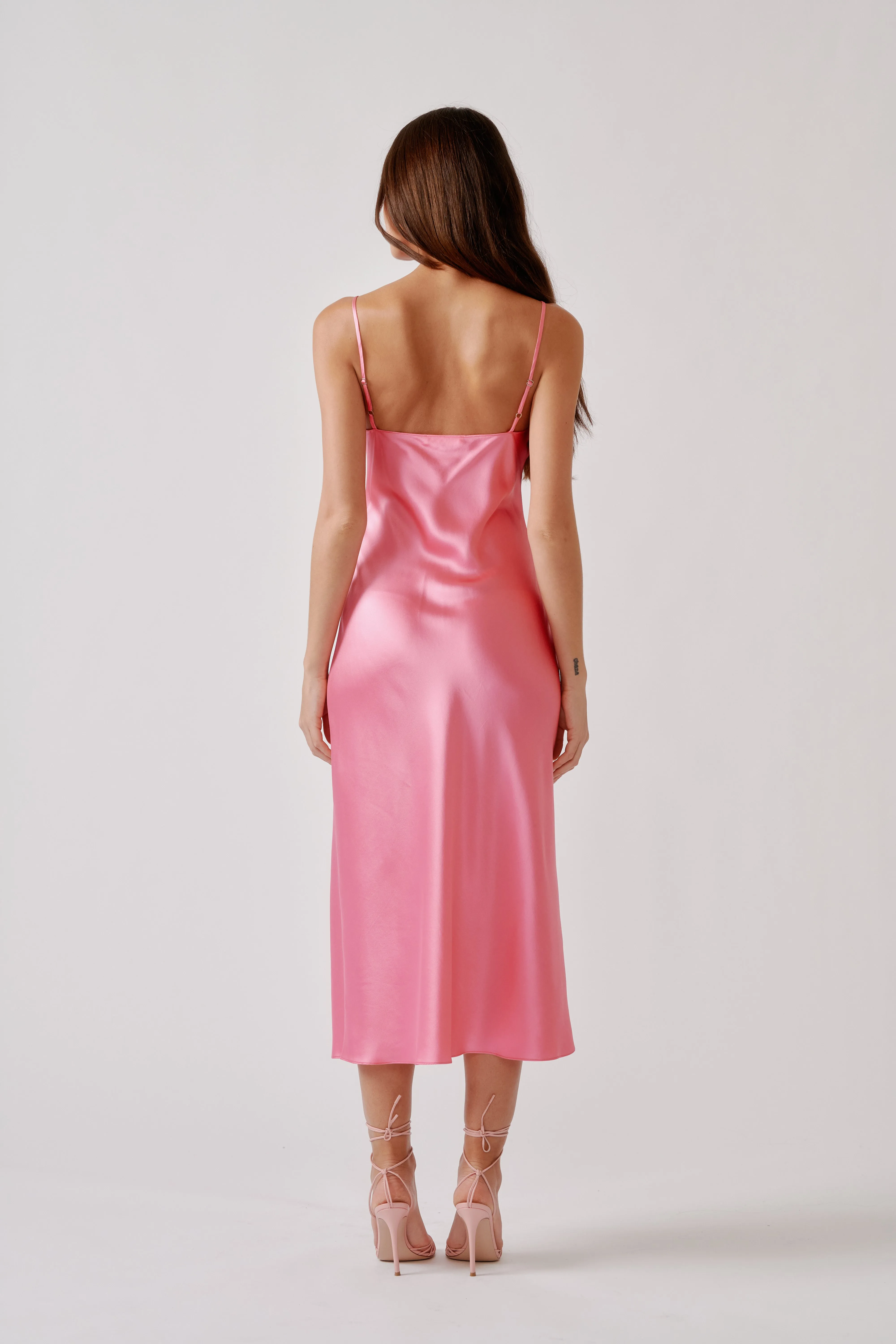 TAYLOR V-NECK BIAS SILK DRESS | DAHLIA PINK sold by Sablyn product image thumbnail 4