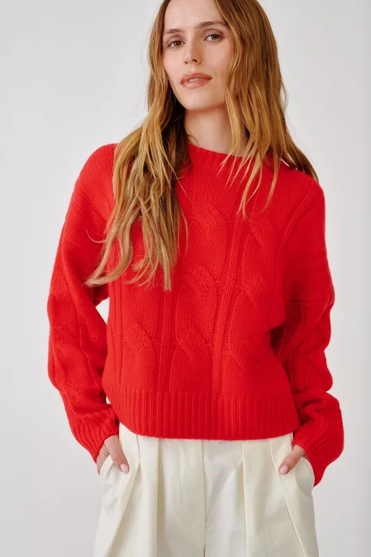 TRISTAN CASHMERE CREWNECK PULLOVER | SCARLET made by Sablyn