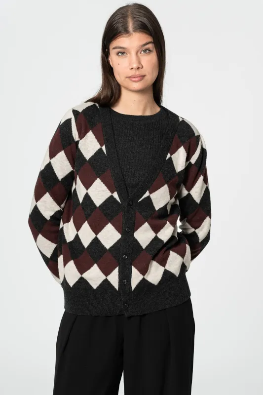 Merino Checkered Cardigan made by Jennifer Glasgow