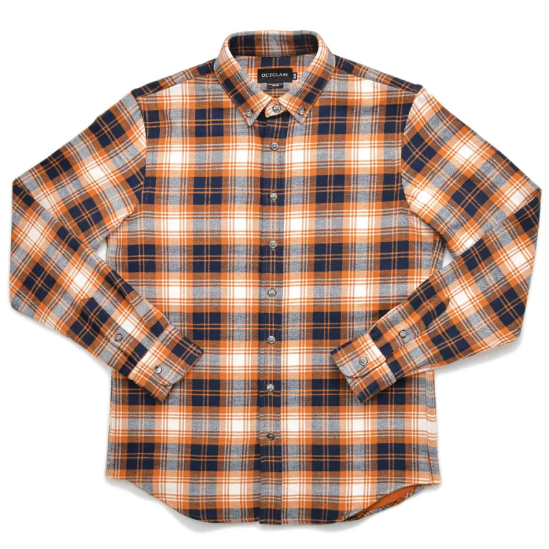 Pumpkin Plaid Double-Sided Flannel Shirt sold by Outclass