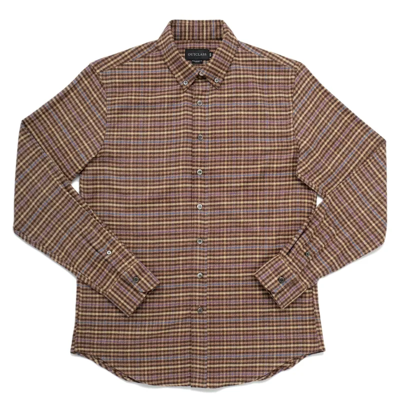 Brown Twill Check Flannel Shirt sold by Outclass
