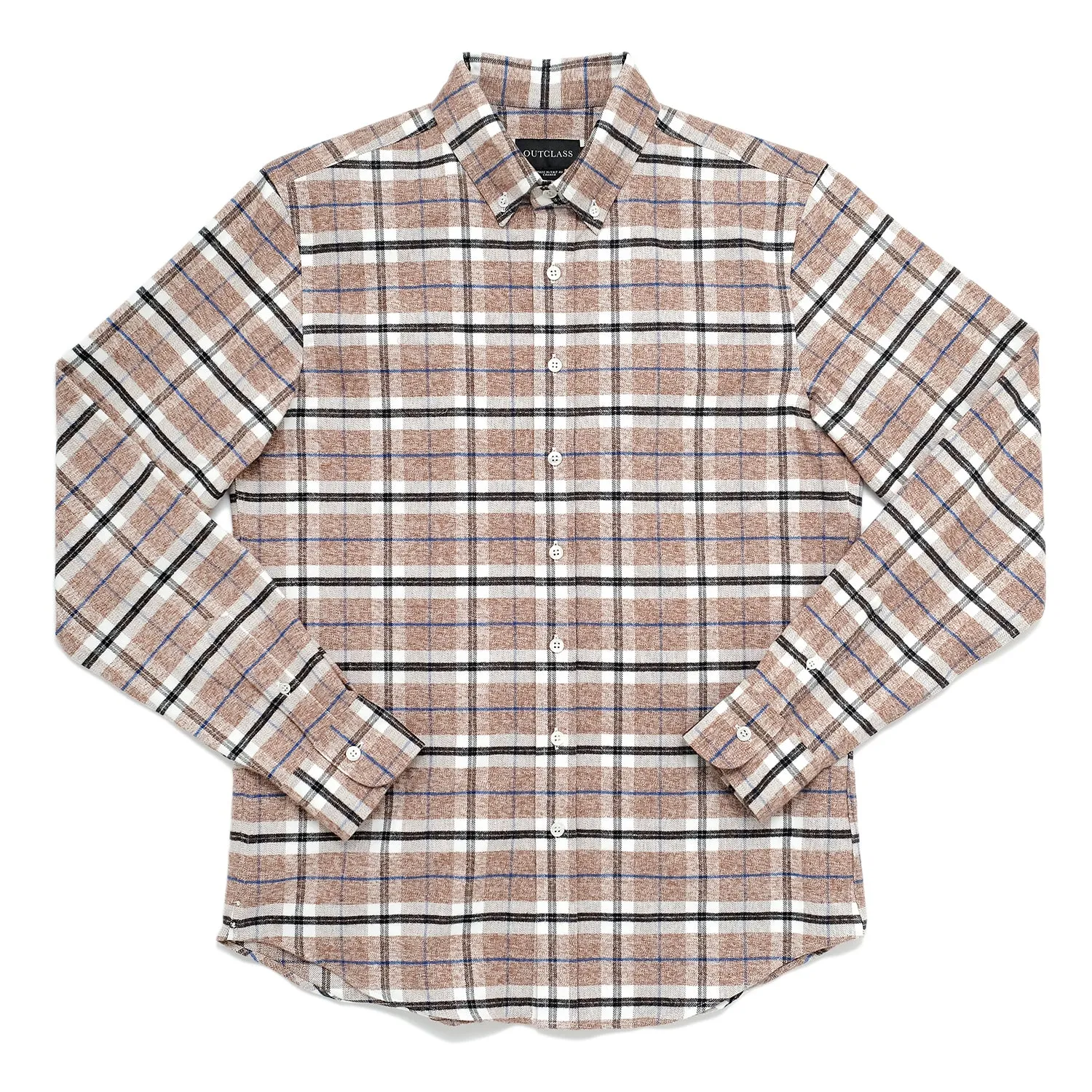 Camel Plaid Flannel Shirt sold by Outclass