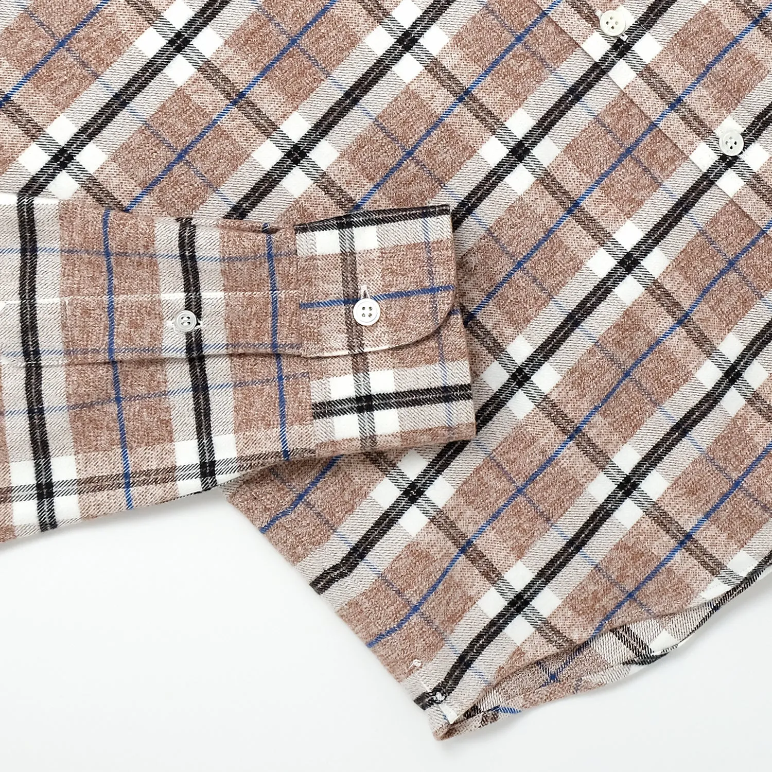 Camel Plaid Flannel Shirt sold by Outclass product image thumbnail 3
